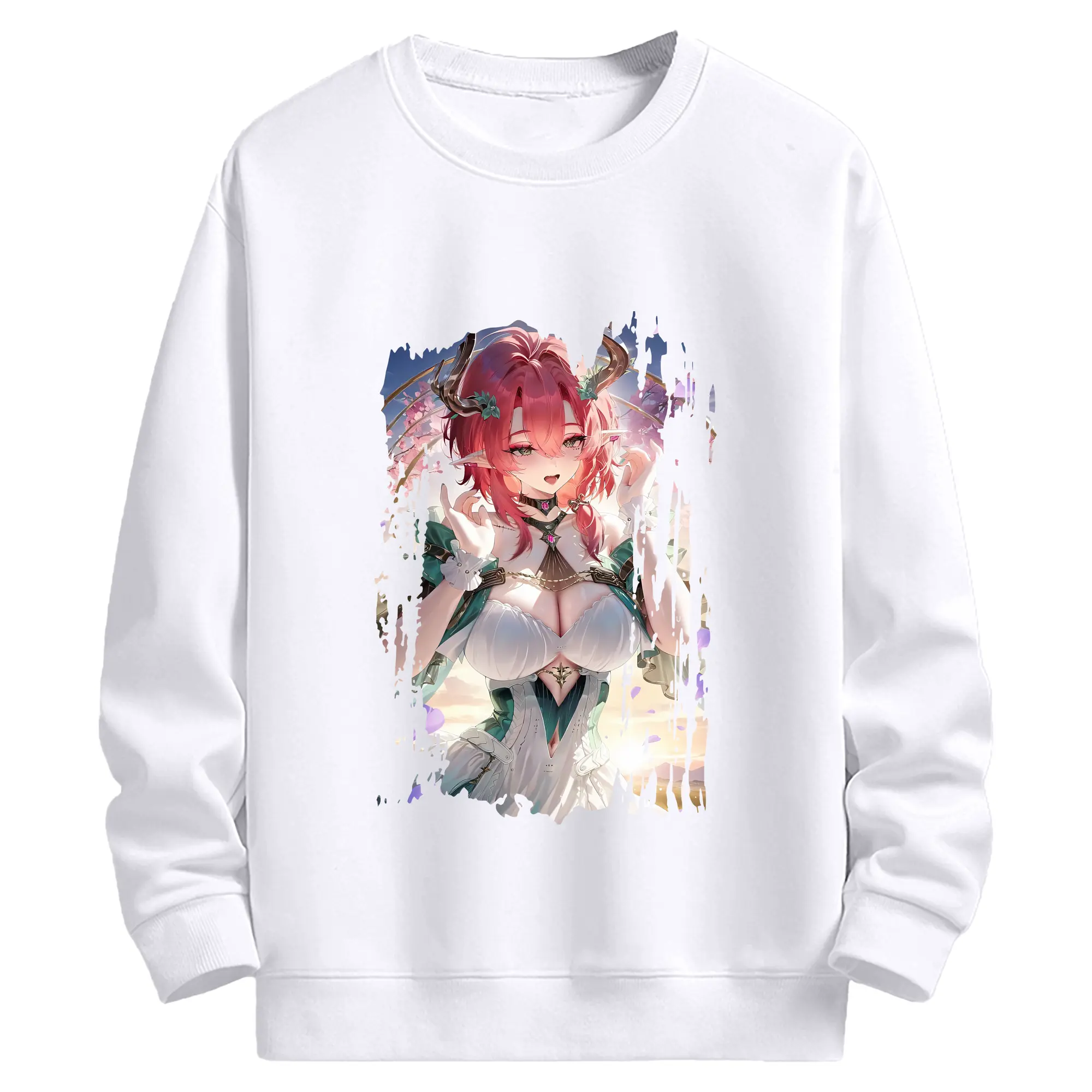 鳴潮 グッズ シャコンヌ - 高品質 クルーネック スウェット ・ コットン59％ ポリエステル41％ ・ ユニセックス 長袖 トレーナー ・ カジュアル デイリー スポーツ 散歩用