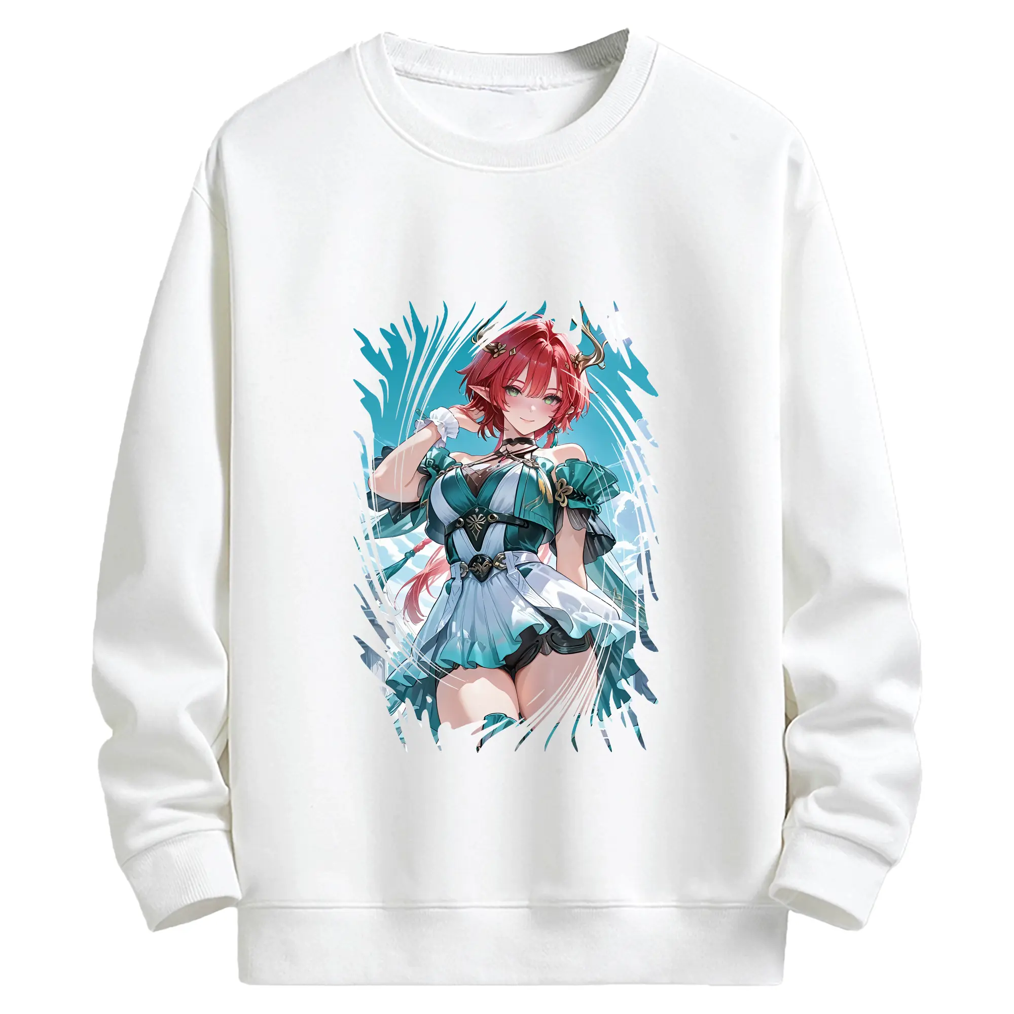 鳴潮 グッズ シャコンヌ - キッズ クルーネックスウェットシャツ ・ フロントプリント ・ 綿80％ ポリエステル20％ ・ 快適 通学 スポーツ 日常使い お散歩用