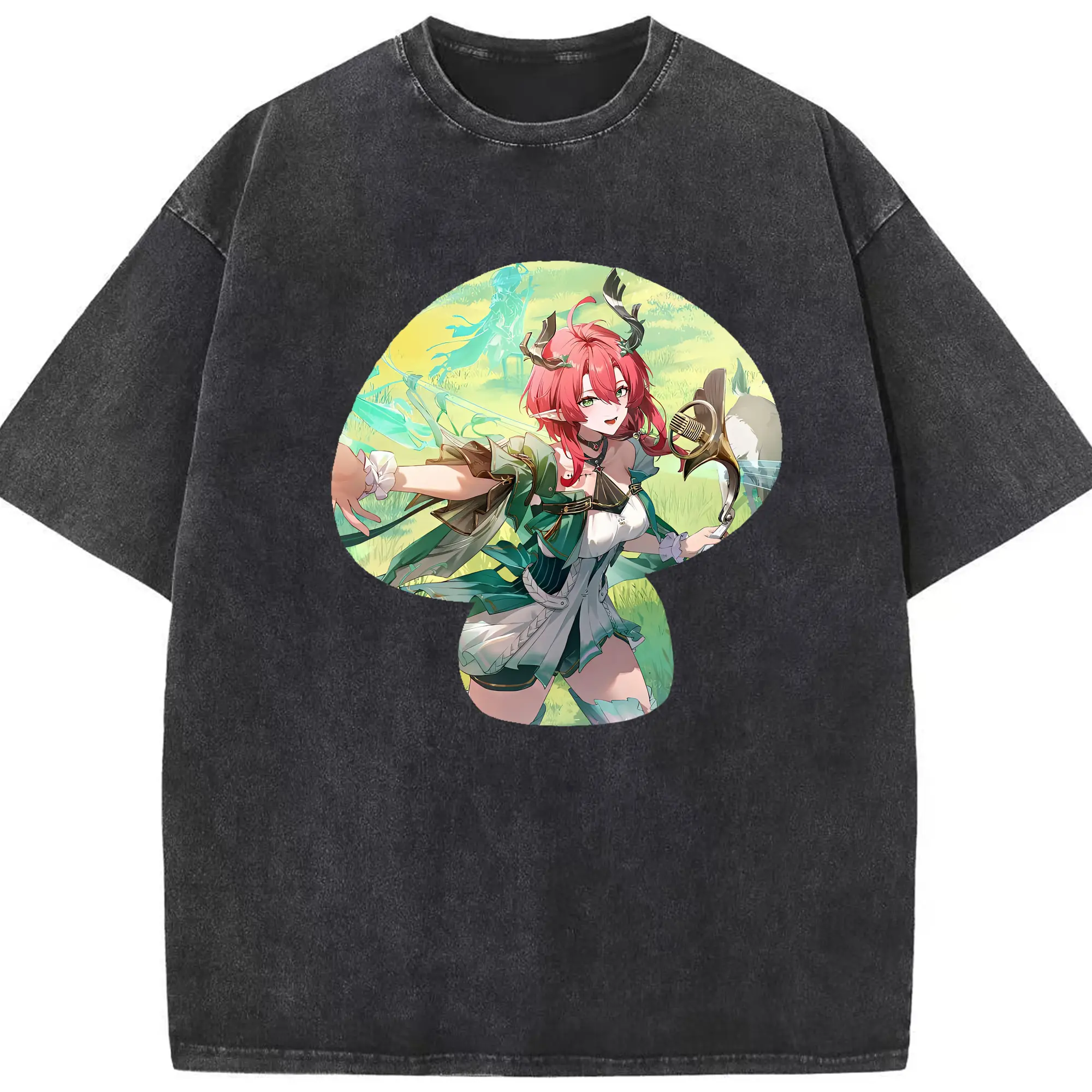 鳴潮 グッズ シャコンヌ - 綿100％ ヴィンテージ風 半袖Tシャツ ・ フロントプリント ・ 柔らか肌触り ・ 通気性 快適 ・ スポーツ カジュアル 外出用