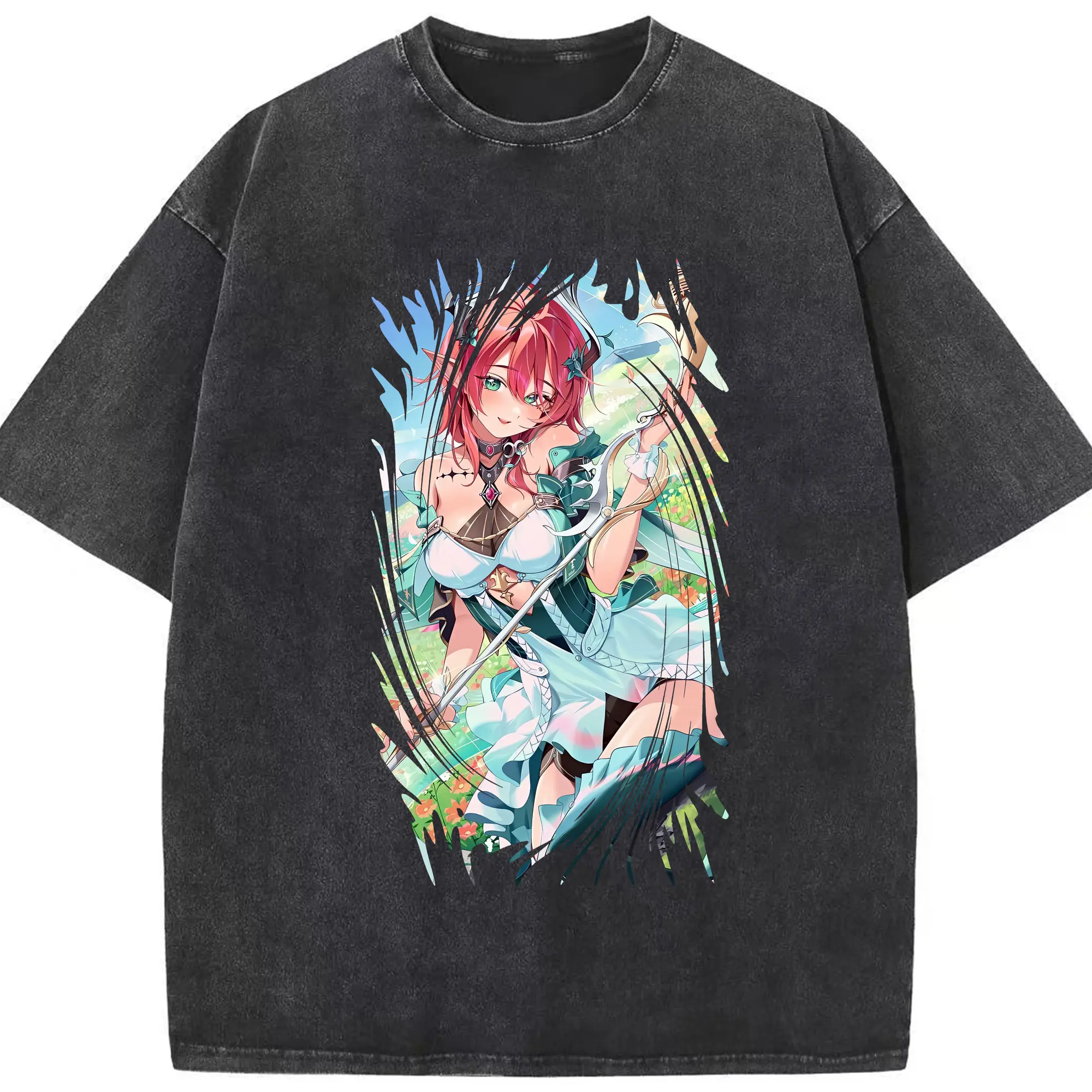 鳴潮 グッズ シャコンヌ - 綿100％ ヴィンテージ風 半袖Tシャツ ・ フロントプリント ・ 柔らか肌触り ・ 通気性 快適 ・ スポーツ カジュアル 外出用