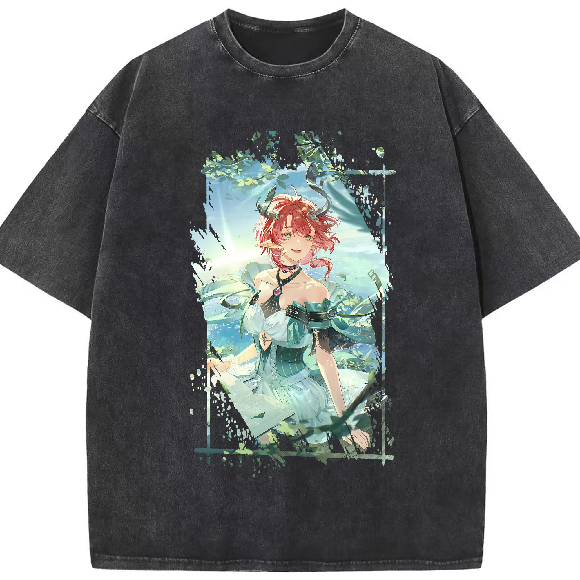 鳴潮 グッズ シャコンヌ - 綿100％ ヴィンテージ風 半袖Tシャツ ・ フロントプリント ・ 柔らか肌触り ・ 通気性 快適 ・ スポーツ カジュアル 外出用