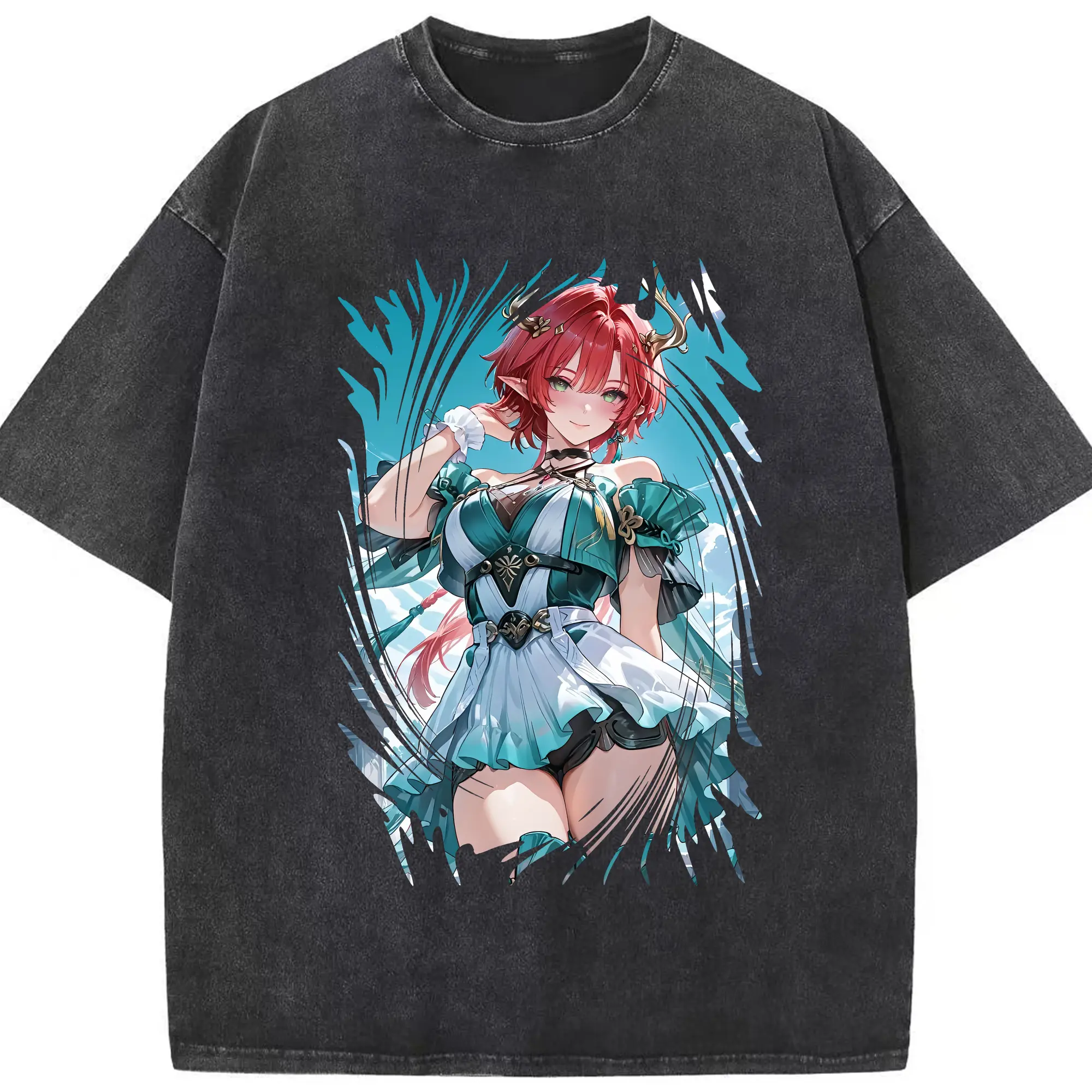 鳴潮 グッズ シャコンヌ - 綿100％ ヴィンテージ風 半袖Tシャツ ・ フロントプリント ・ 柔らか肌触り ・ 通気性 快適 ・ スポーツ カジュアル 外出用