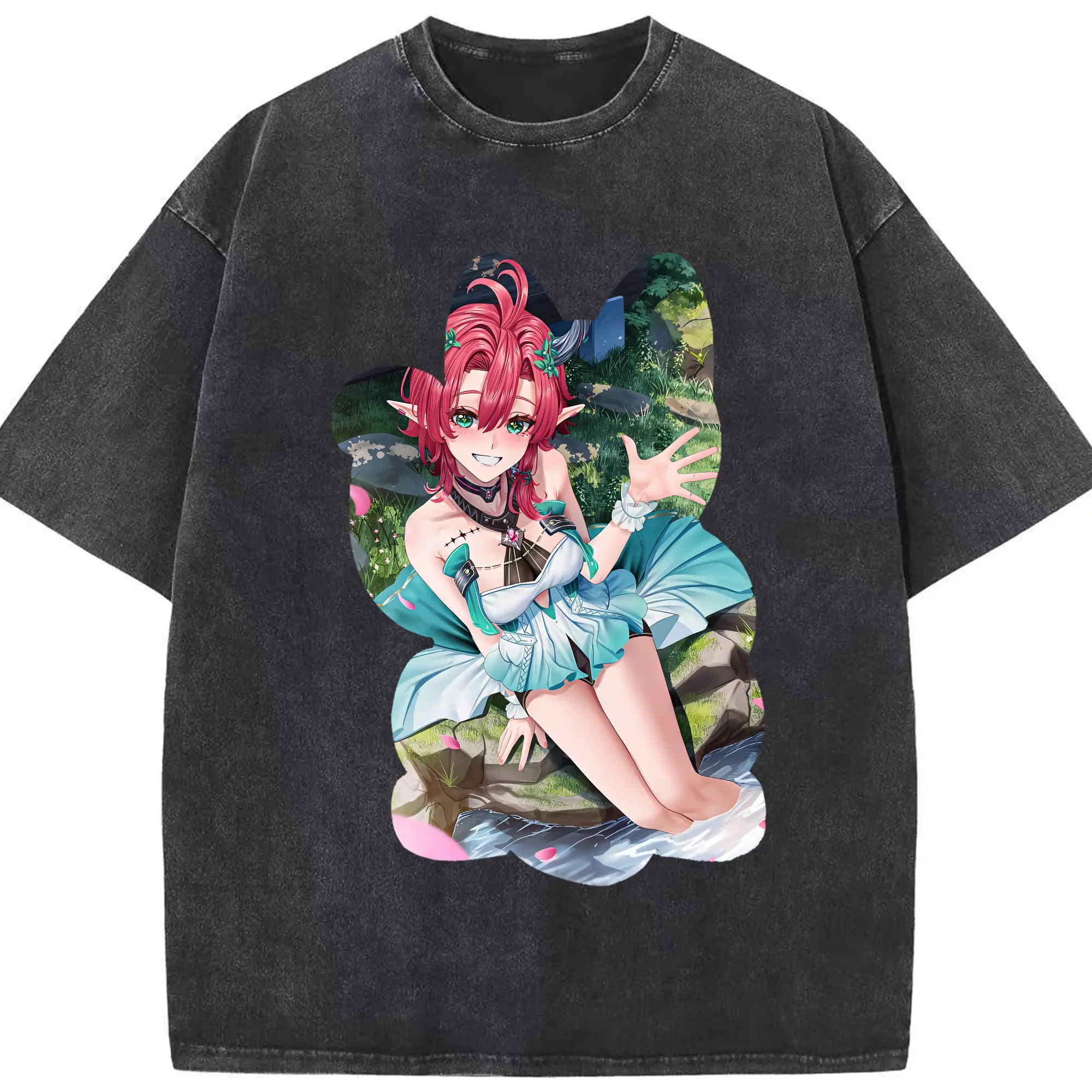 鳴潮 グッズ シャコンヌ - 綿100％ ヴィンテージ風 半袖Tシャツ ・ フロントプリント ・ 柔らか肌触り ・ 通気性 快適 ・ スポーツ カジュアル 外出用