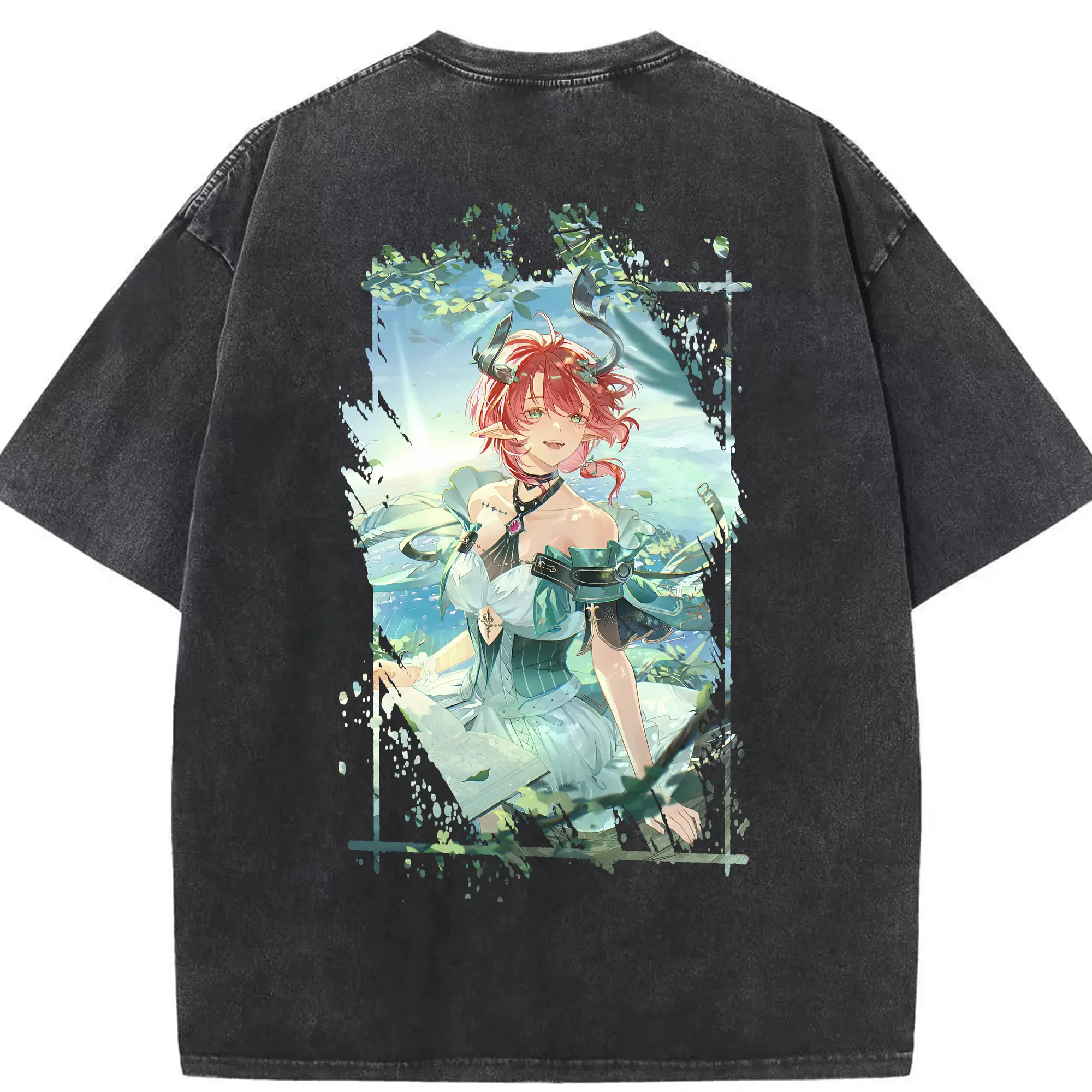 鳴潮 グッズ シャコンヌ - 綿100％ ヴィンテージ風 半袖Tシャツ ・ 背面プリント ・ 柔らか肌触り ・ 通気性 快適 ・ スポーツ カジュアル 外出用