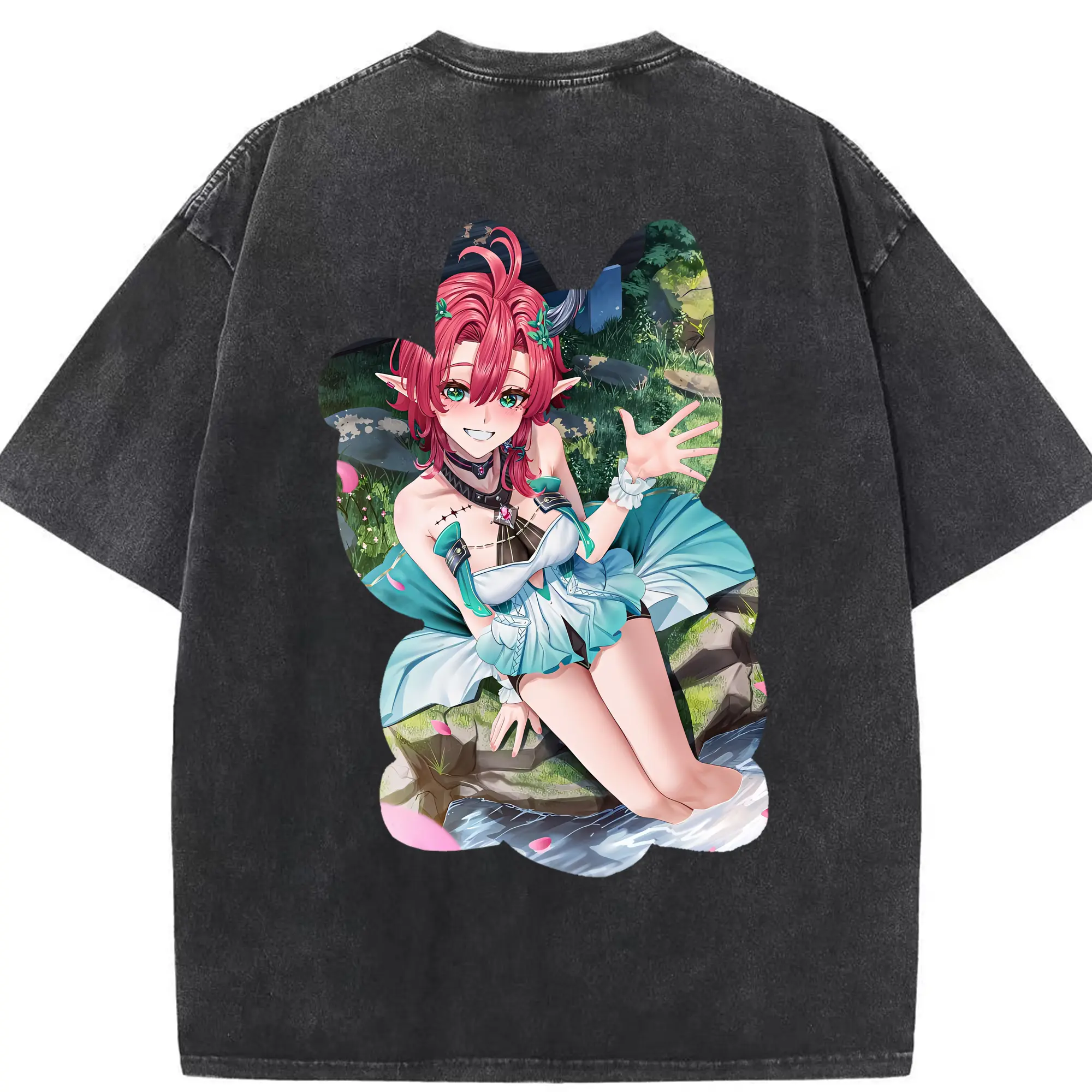 鳴潮 グッズ シャコンヌ - 綿100％ ヴィンテージ風 半袖Tシャツ ・ 背面プリント ・ 柔らか肌触り ・ 通気性 快適 ・ スポーツ カジュアル 外出用