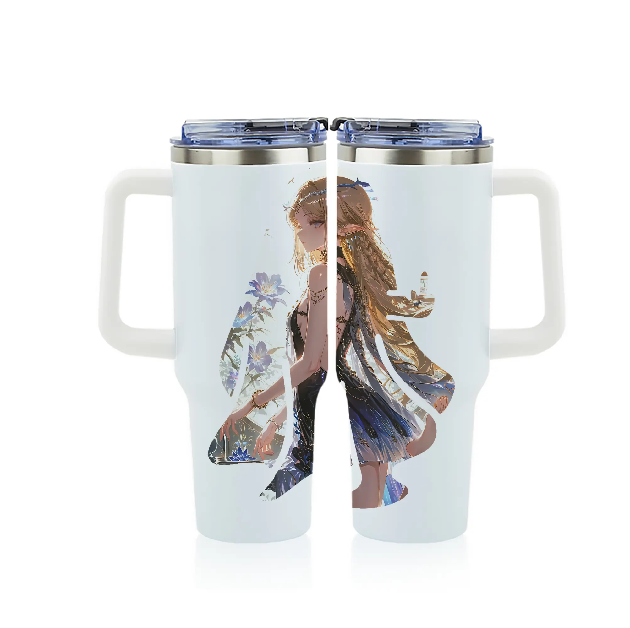 鳴潮 グッズ カルテジア - 1200mL フルプリント車用タンブラー ・ 304ステンレス 内側 ・ 201ステンレス 外側 ・ 保温 保冷 ・ 通勤 ドライブ アウトドア用