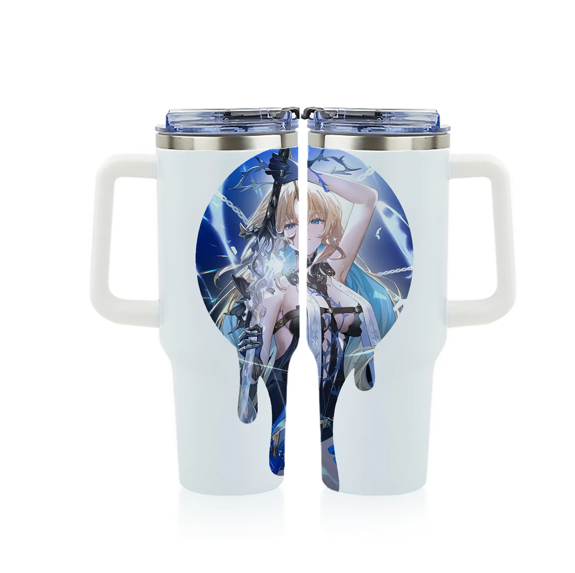 鳴潮 グッズ カルテジア - 1200mL フルプリント車用タンブラー ・ 304ステンレス 内側 ・ 201ステンレス 外側 ・ 保温 保冷 ・ 通勤 ドライブ アウトドア用