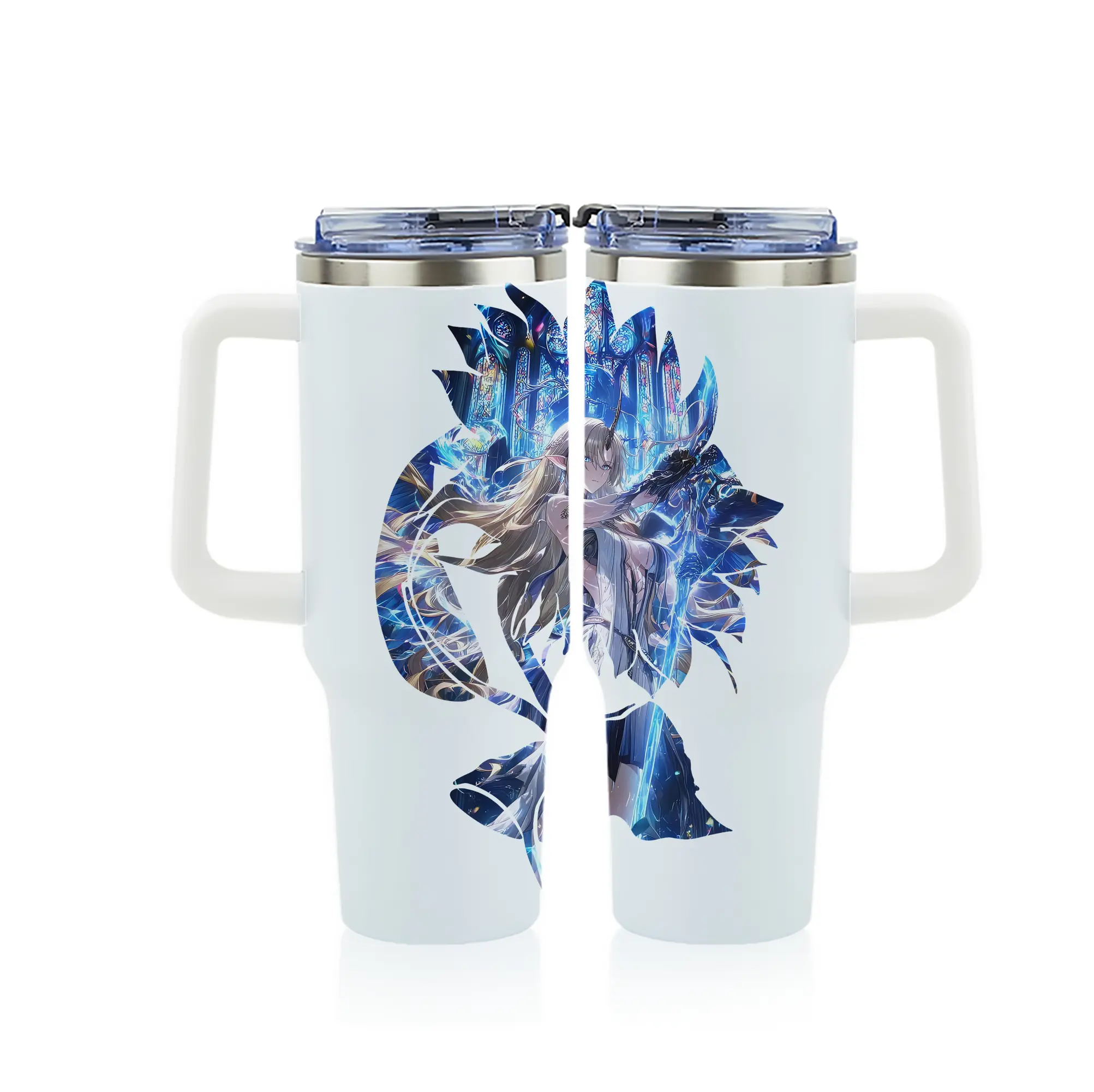 鳴潮 グッズ カルテジア - 1200mL フルプリント車用タンブラー ・ 304ステンレス 内側 ・ 201ステンレス 外側 ・ 保温 保冷 ・ 通勤 ドライブ アウトドア用