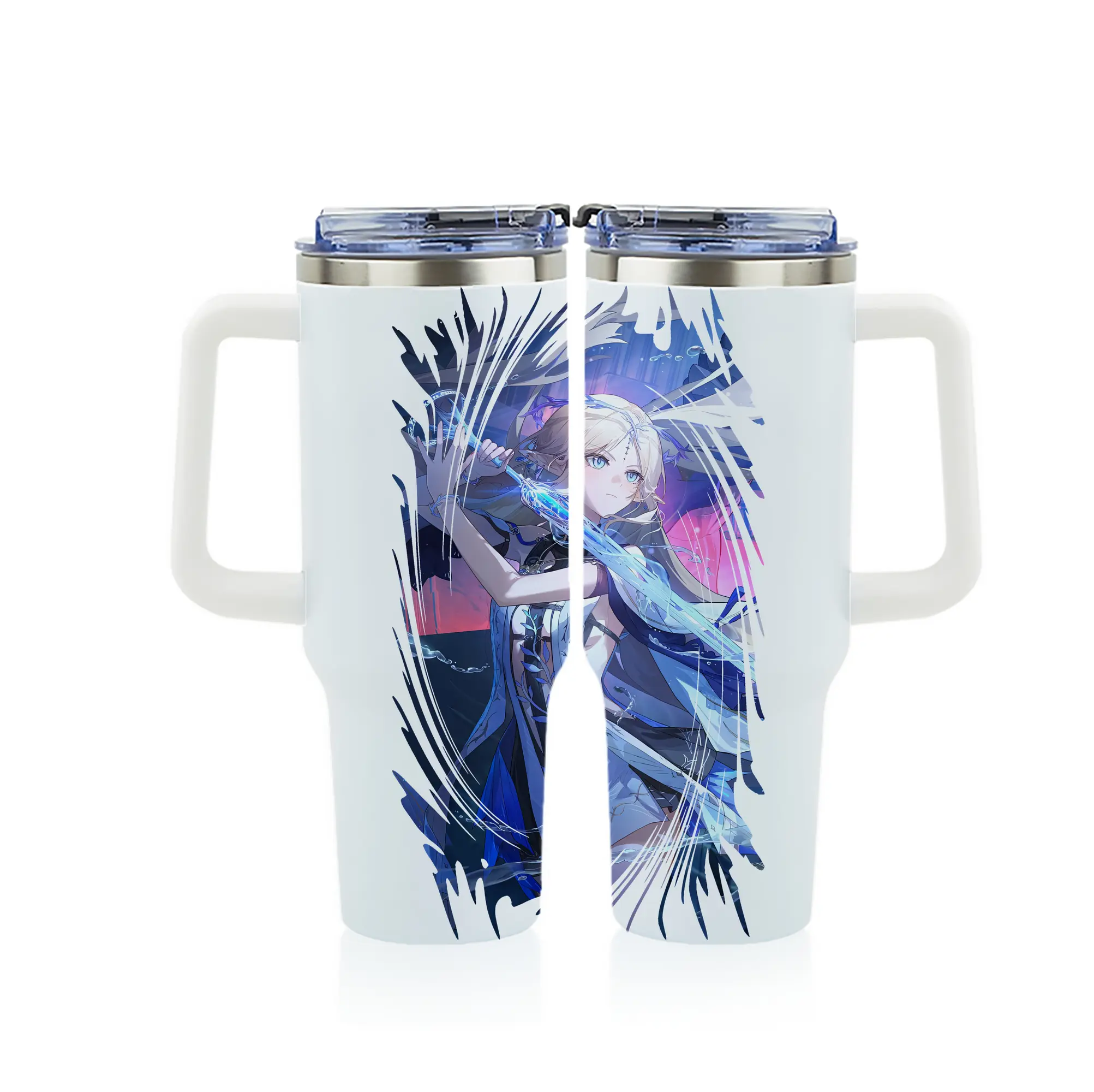 鳴潮 グッズ カルテジア - 1200mL フルプリント車用タンブラー ・ 304ステンレス 内側 ・ 201ステンレス 外側 ・ 保温 保冷 ・ 通勤 ドライブ アウトドア用