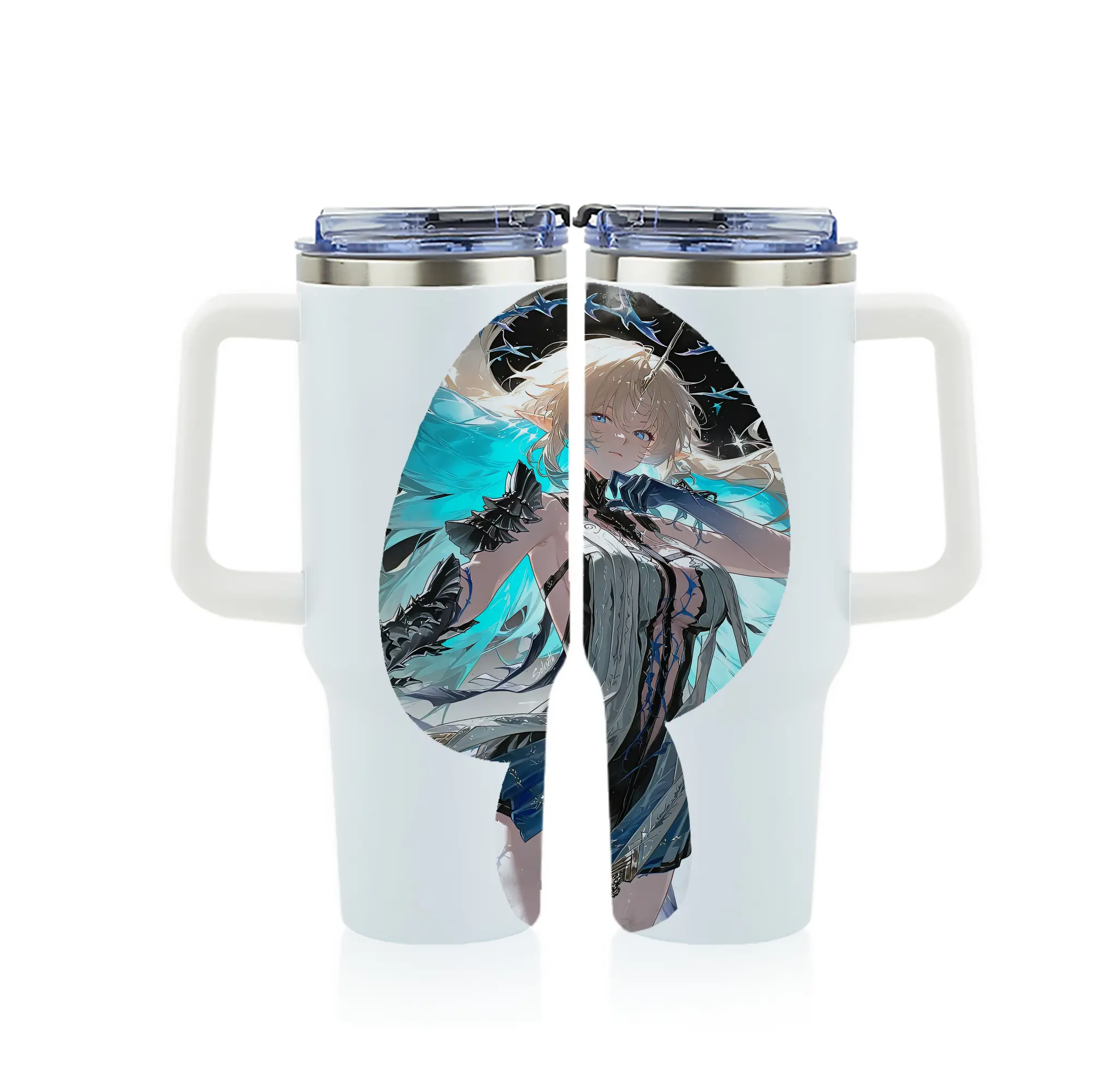 鳴潮 グッズ カルテジア - 1200mL フルプリント車用タンブラー ・ 304ステンレス 内側 ・ 201ステンレス 外側 ・ 保温 保冷 ・ 通勤 ドライブ アウトドア用