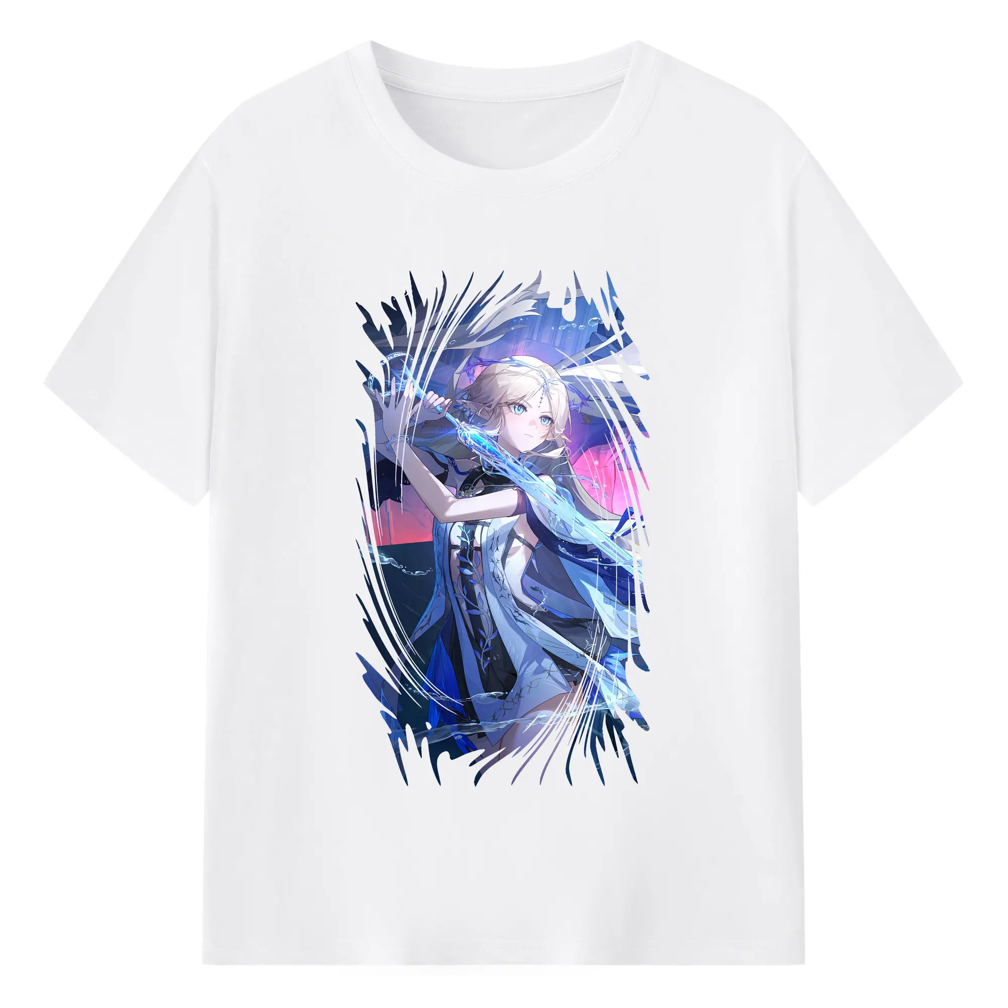 鳴潮 グッズ カルテジア - 綿100％ 半袖Tシャツ ・ フロントプリント ・ 快適 通気性 ・ 日常使い 散歩 スポーツ用