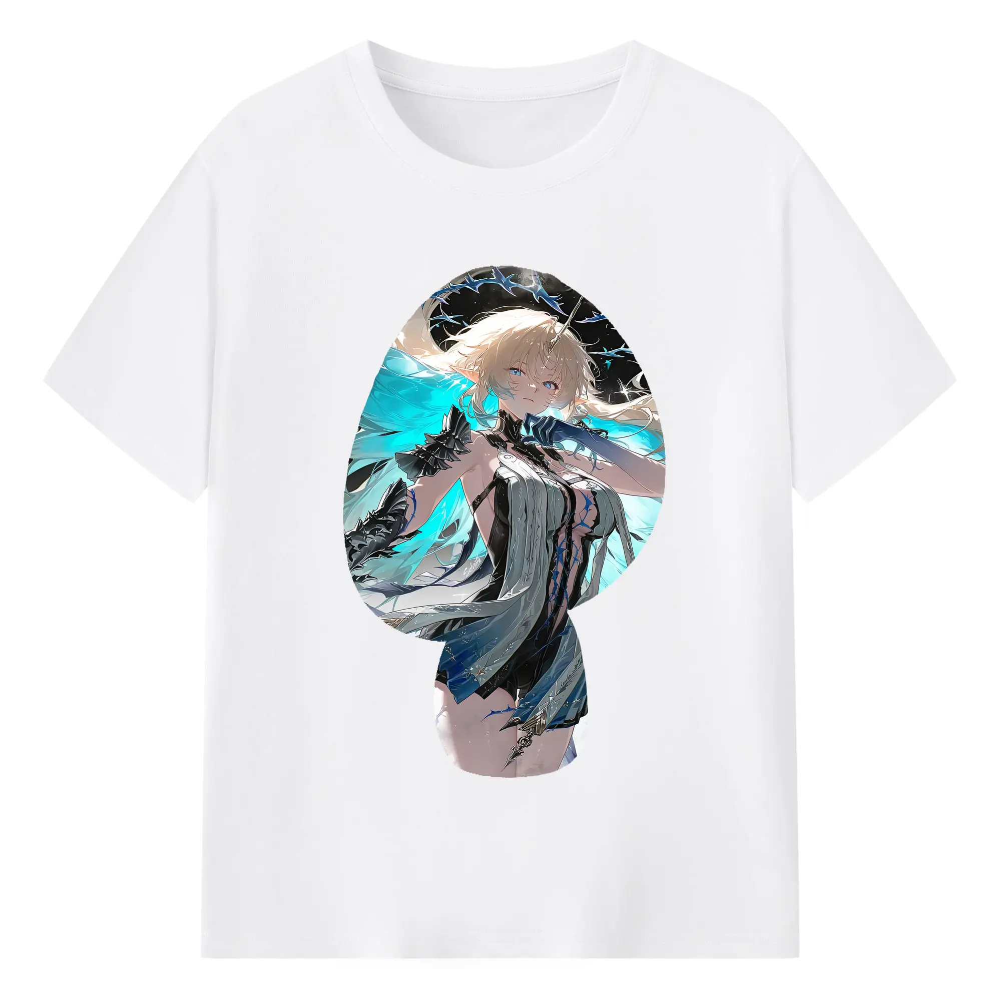 鳴潮 グッズ カルテジア - 綿100％ 半袖Tシャツ ・ フロントプリント ・ 快適 通気性 ・ 日常使い 散歩 スポーツ用