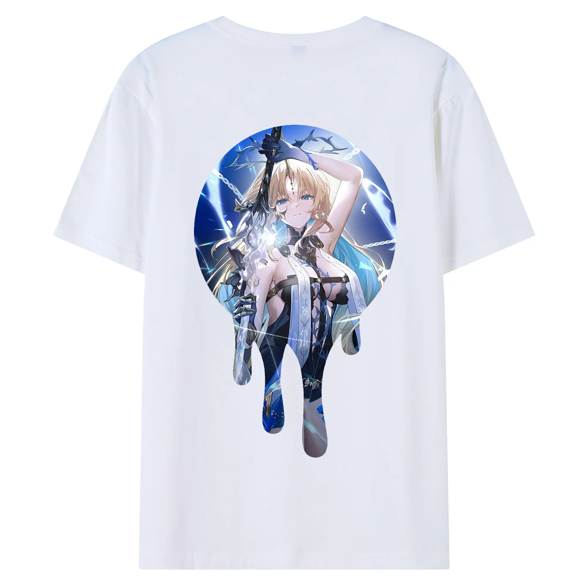 鳴潮 グッズ カルテジア - 綿100％ 半袖Tシャツ ・ バックプリント ・ 快適 通気性 ・ 日常使い 散歩 スポーツ用