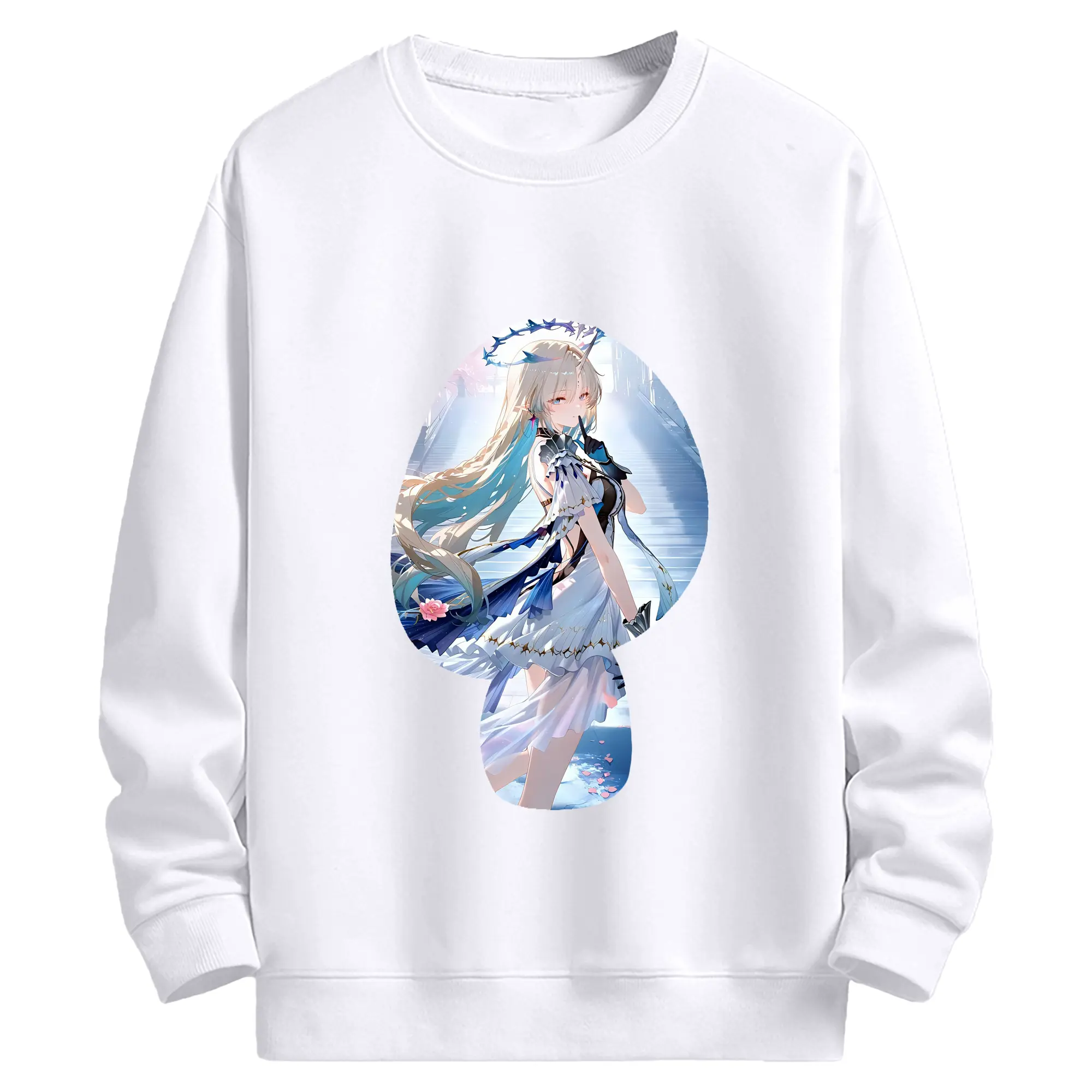 鳴潮 グッズ カルテジア - 高品質 クルーネック スウェット ・ コットン59％ ポリエステル41％ ・ ユニセックス 長袖 トレーナー ・ カジュアル デイリー スポーツ 散歩用