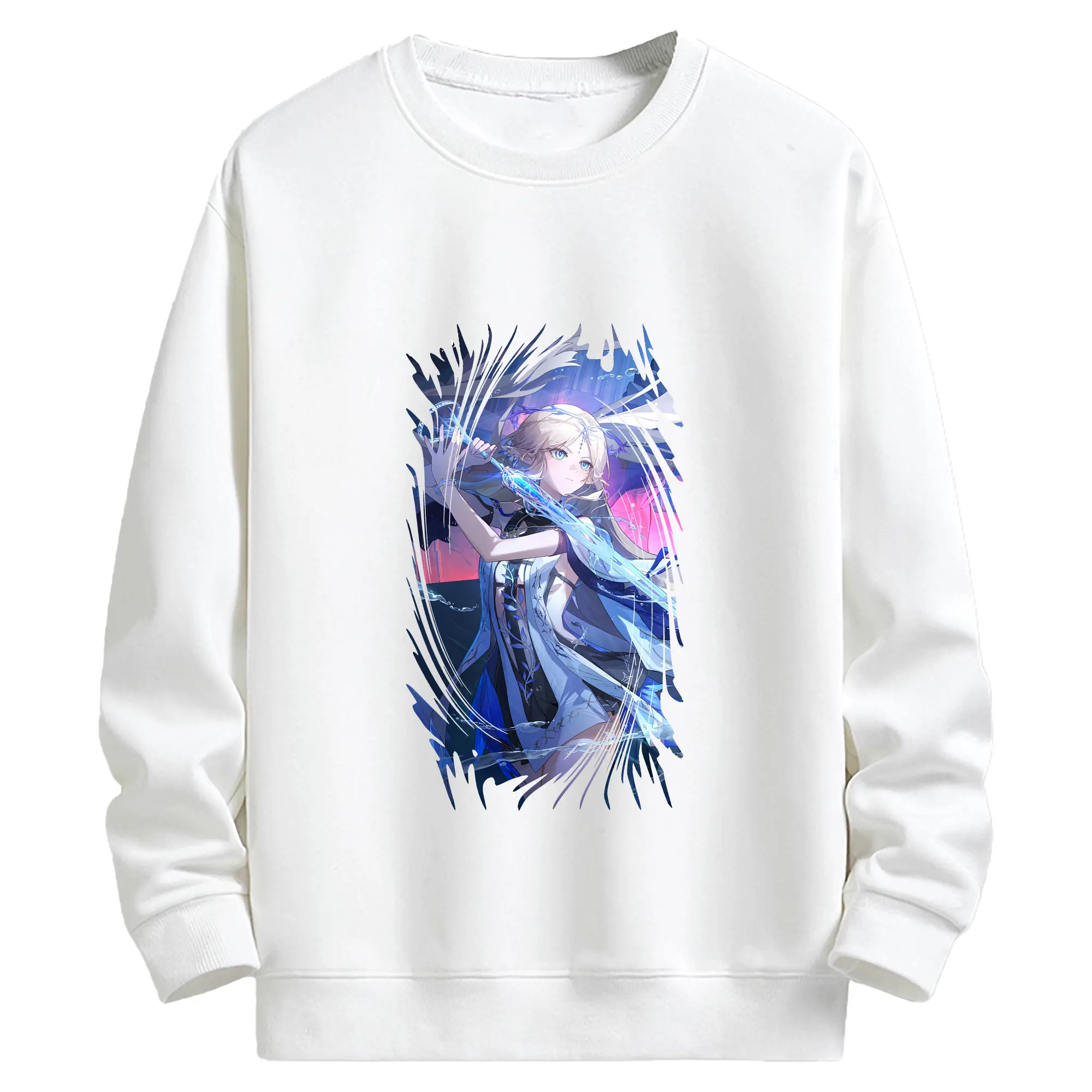 鳴潮 グッズ カルテジア - キッズ クルーネックスウェットシャツ ・ フロントプリント ・ 綿80％ ポリエステル20％ ・ 快適 通学 スポーツ 日常使い お散歩用