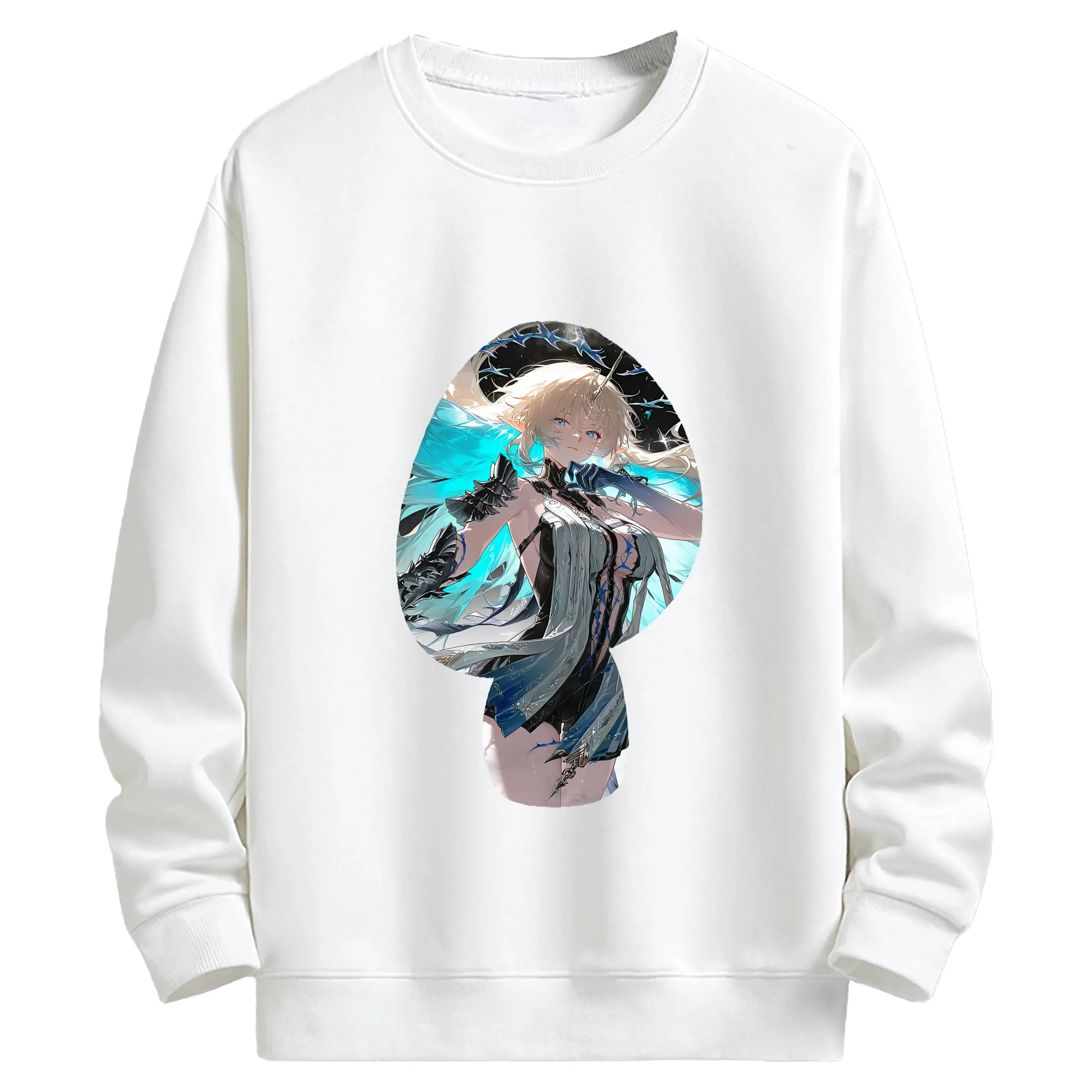 鳴潮 グッズ カルテジア - キッズ クルーネックスウェットシャツ ・ フロントプリント ・ 綿80％ ポリエステル20％ ・ 快適 通学 スポーツ 日常使い お散歩用