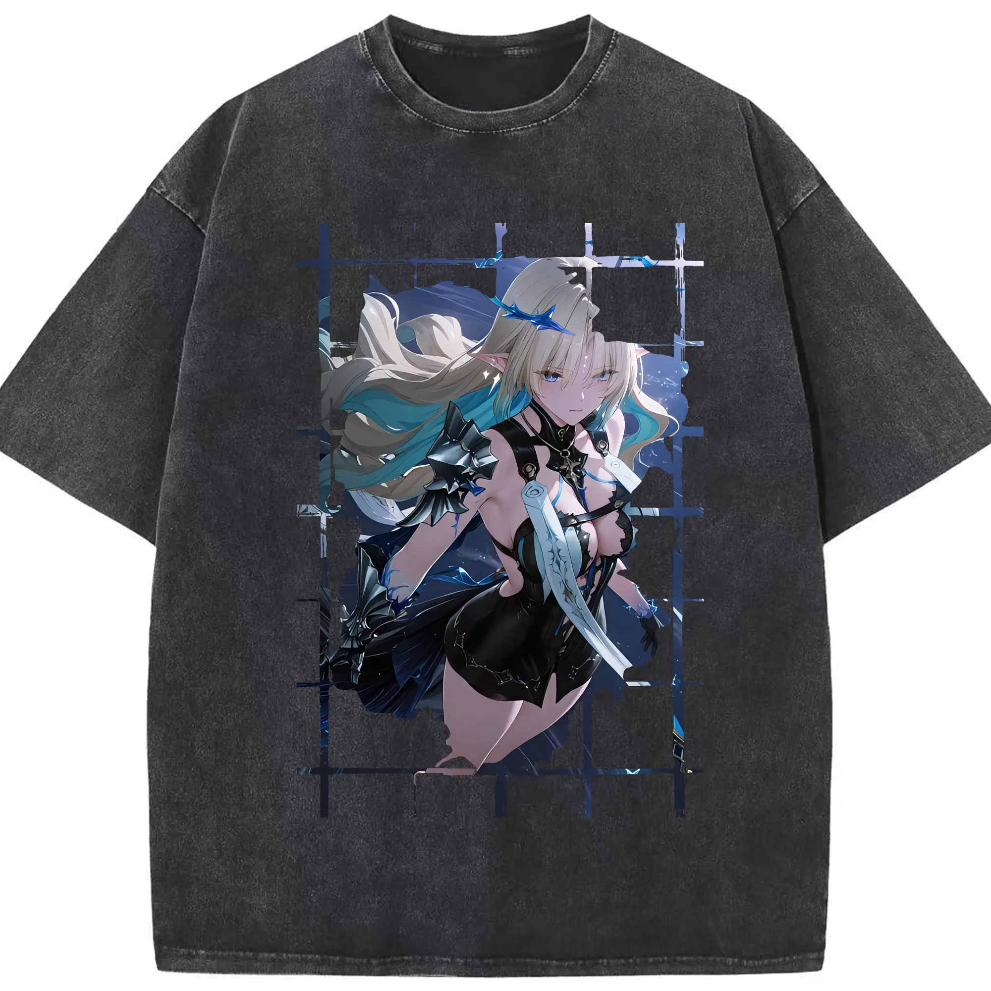 鳴潮 グッズ カルテジア - 綿100％ ヴィンテージ風 半袖Tシャツ ・ フロントプリント ・ 柔らか肌触り ・ 通気性 快適 ・ スポーツ カジュアル 外出用