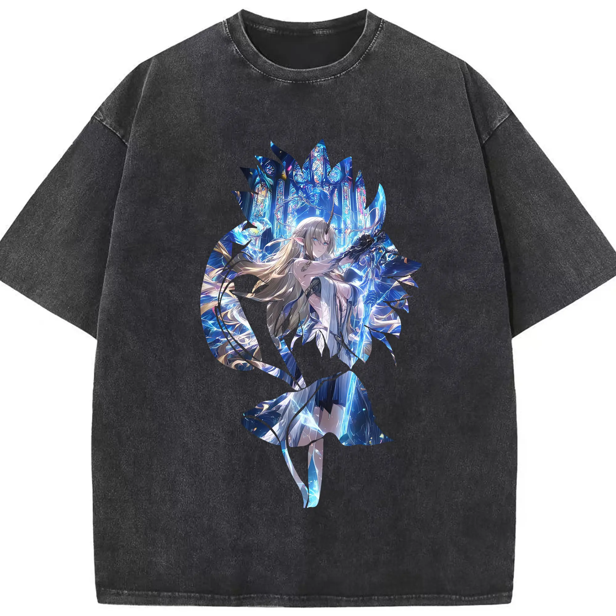 鳴潮 グッズ カルテジア - 綿100％ ヴィンテージ風 半袖Tシャツ ・ フロントプリント ・ 柔らか肌触り ・ 通気性 快適 ・ スポーツ カジュアル 外出用