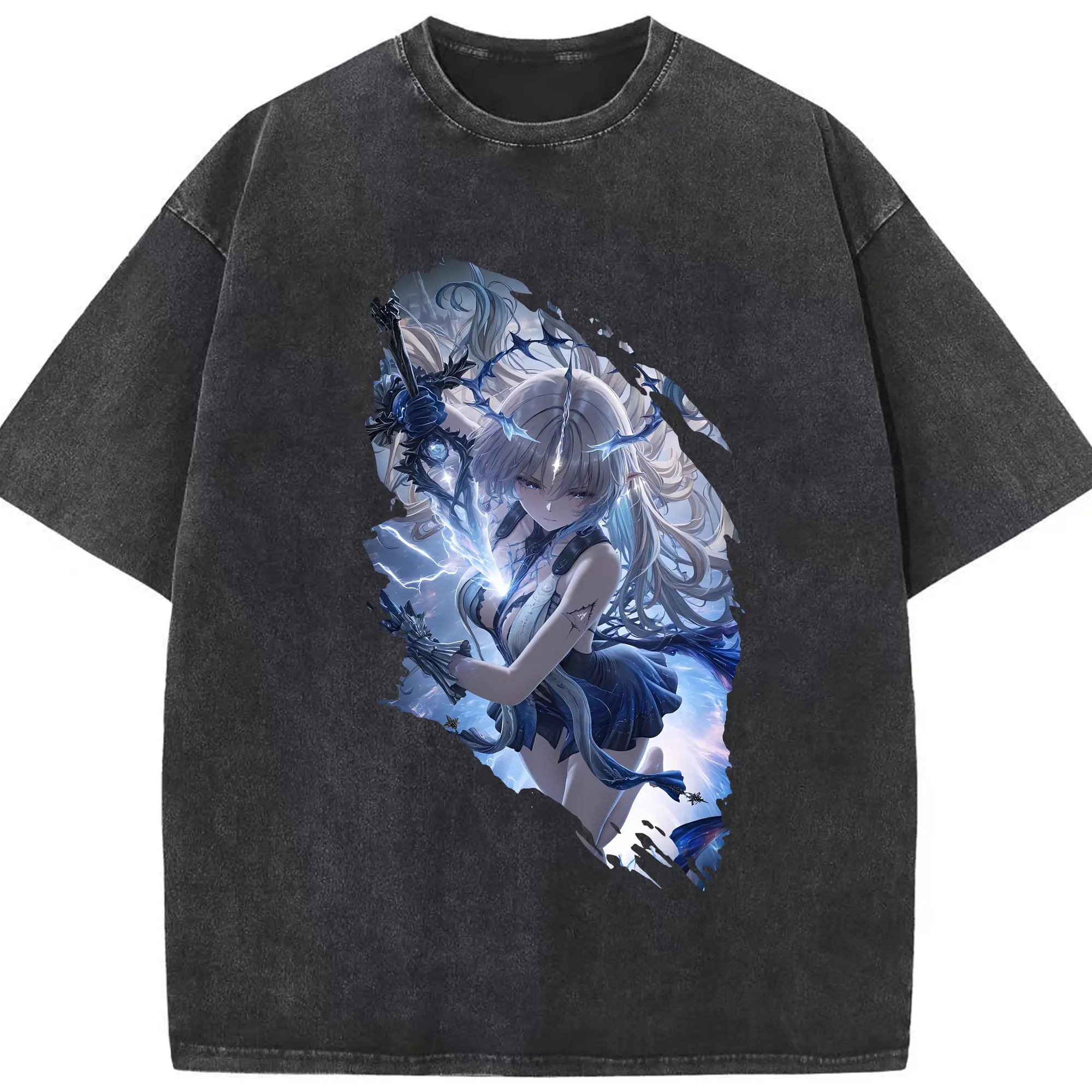 鳴潮 グッズ カルテジア - 綿100％ ヴィンテージ風 半袖Tシャツ ・ フロントプリント ・ 柔らか肌触り ・ 通気性 快適 ・ スポーツ カジュアル 外出用