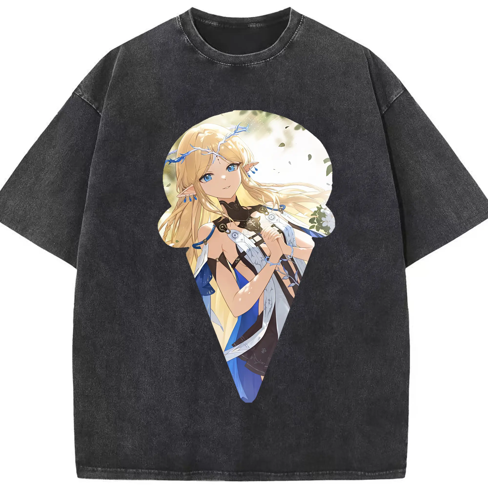 鳴潮 グッズ カルテジア - 綿100％ ヴィンテージ風 半袖Tシャツ ・ フロントプリント ・ 柔らか肌触り ・ 通気性 快適 ・ スポーツ カジュアル 外出用