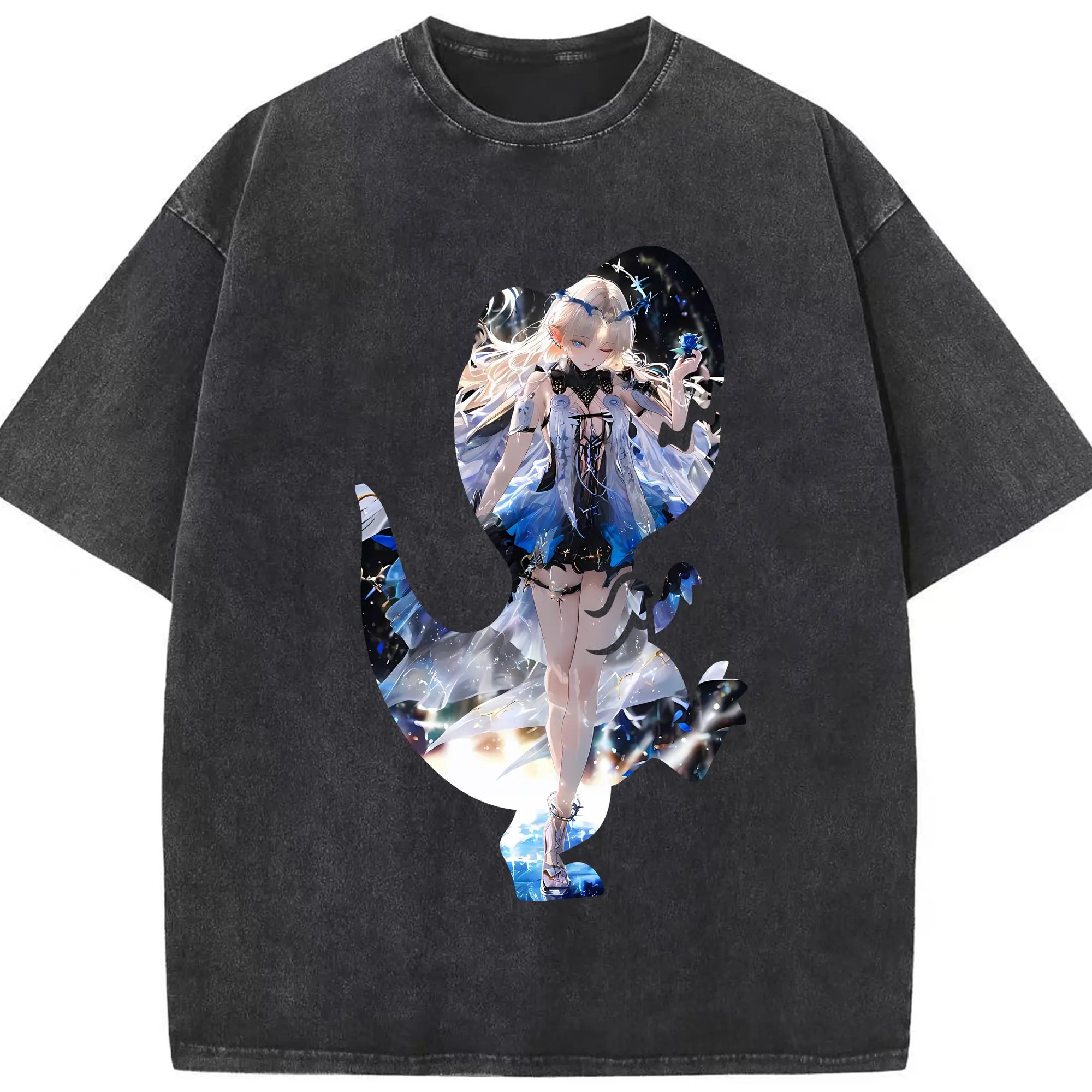 鳴潮 グッズ カルテジア - 綿100％ ヴィンテージ風 半袖Tシャツ ・ フロントプリント ・ 柔らか肌触り ・ 通気性 快適 ・ スポーツ カジュアル 外出用