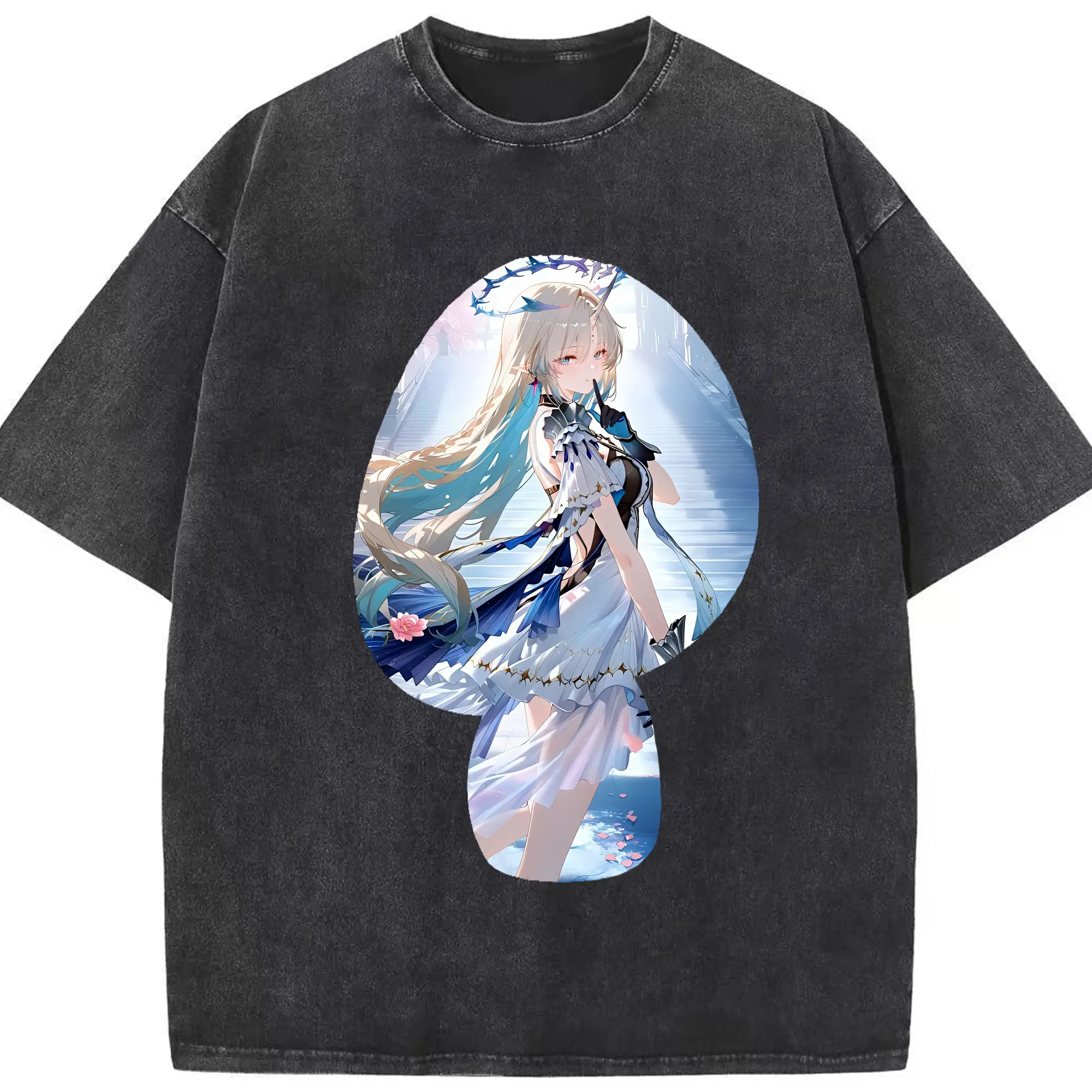 鳴潮 グッズ カルテジア - 綿100％ ヴィンテージ風 半袖Tシャツ ・ フロントプリント ・ 柔らか肌触り ・ 通気性 快適 ・ スポーツ カジュアル 外出用