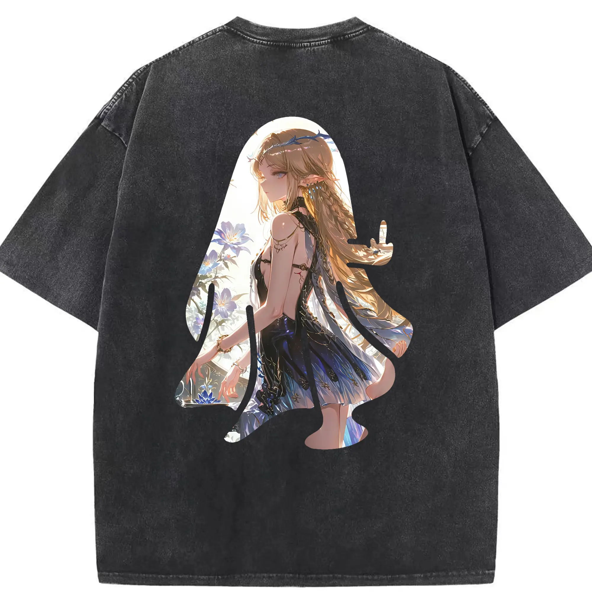 鳴潮 グッズ カルテジア - 綿100％ ヴィンテージ風 半袖Tシャツ ・ 背面プリント ・ 柔らか肌触り ・ 通気性 快適 ・ スポーツ カジュアル 外出用