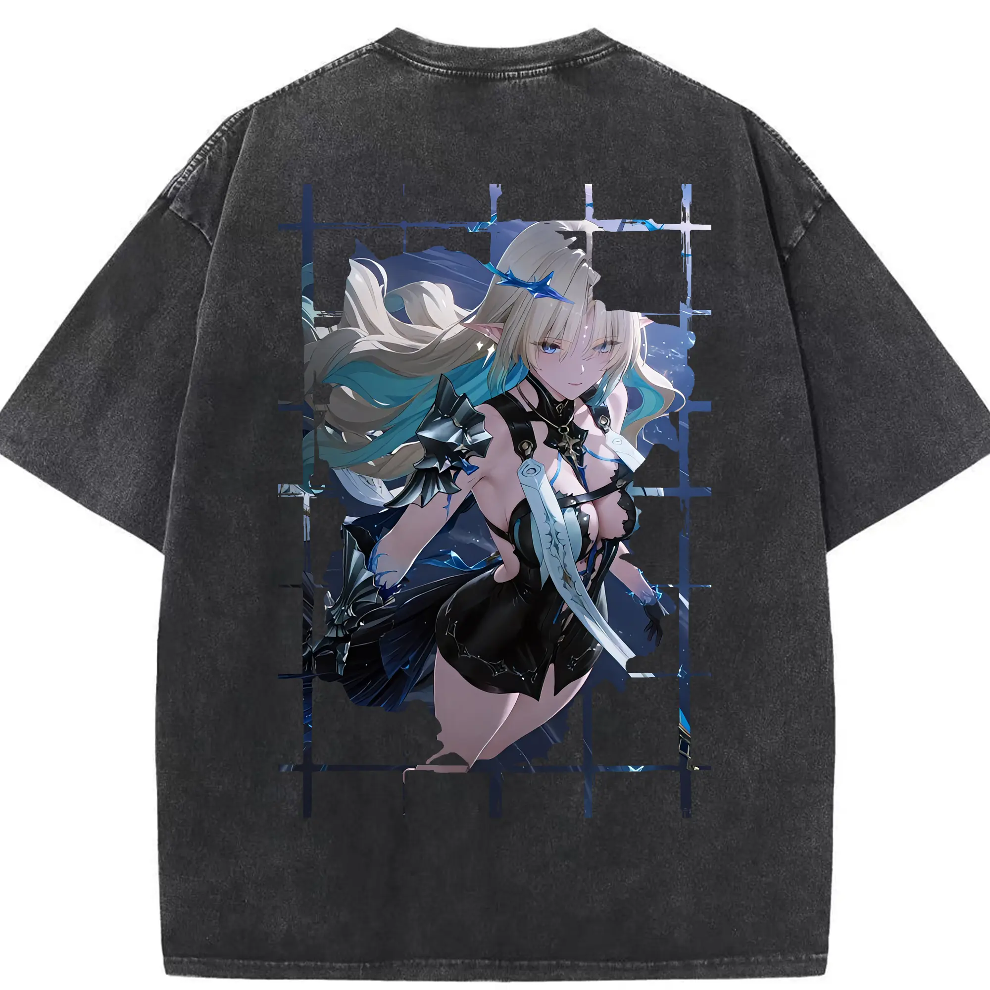 鳴潮 グッズ カルテジア - 綿100％ ヴィンテージ風 半袖Tシャツ ・ 背面プリント ・ 柔らか肌触り ・ 通気性 快適 ・ スポーツ カジュアル 外出用