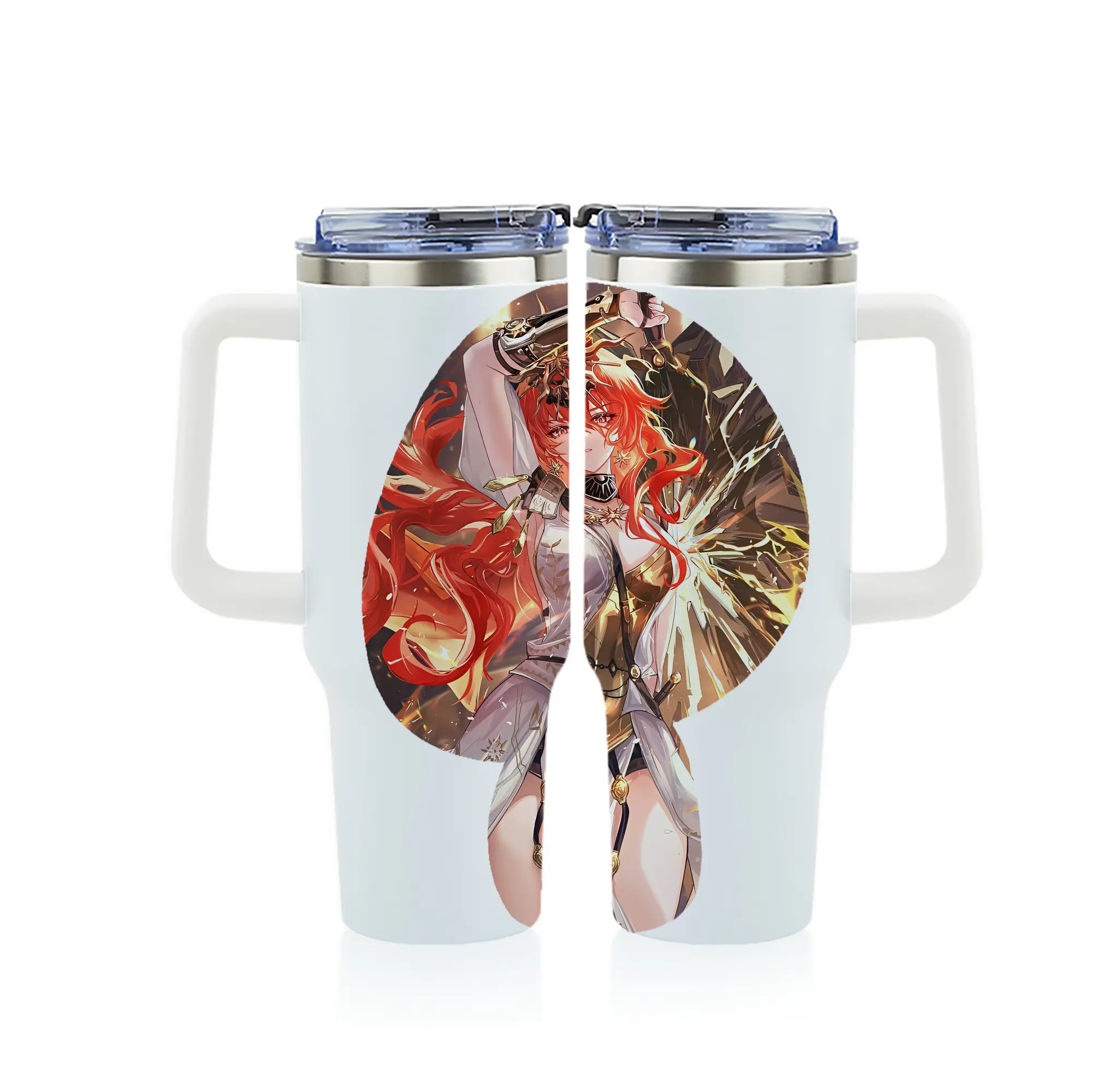 鳴潮 グッズ オーガスタ - 1200mL フルプリント車用タンブラー ・ 304ステンレス 内側 ・ 201ステンレス 外側 ・ 保温 保冷 ・ 通勤 ドライブ アウトドア用