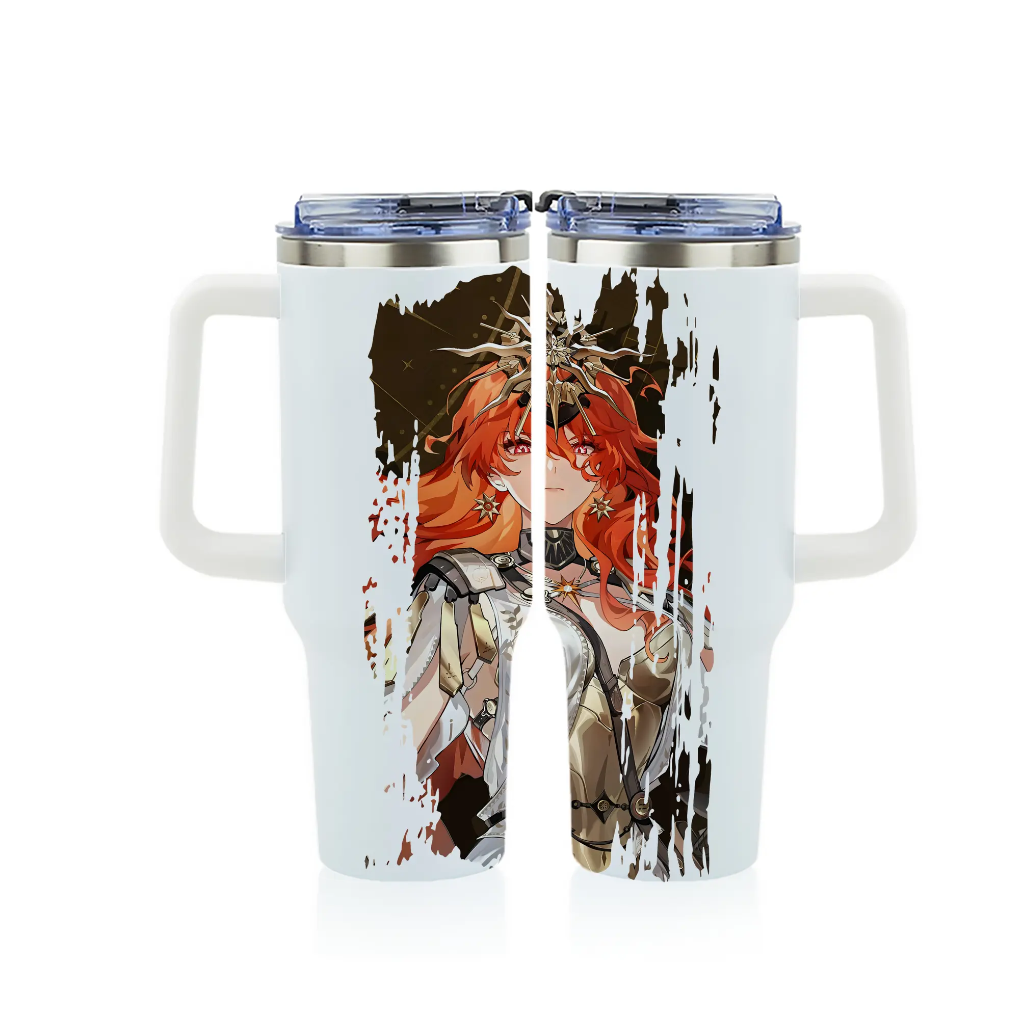 鳴潮 グッズ オーガスタ - 1200mL フルプリント車用タンブラー ・ 304ステンレス 内側 ・ 201ステンレス 外側 ・ 保温 保冷 ・ 通勤 ドライブ アウトドア用