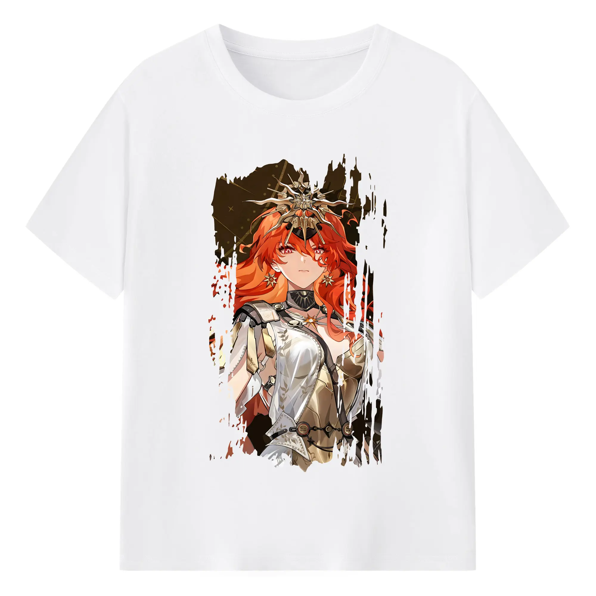 鳴潮 グッズ オーガスタ - 綿100％ 半袖Tシャツ ・ フロントプリント ・ 快適 通気性 ・ 日常使い 散歩 スポーツ用