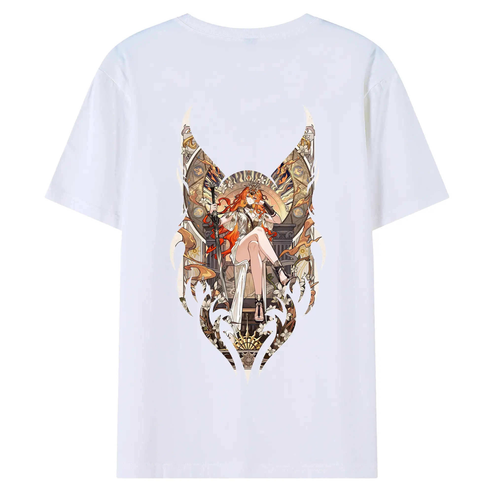 鳴潮 グッズ オーガスタ - 綿100％ 半袖Tシャツ ・ バックプリント ・ 快適 通気性 ・ 日常使い 散歩 スポーツ用