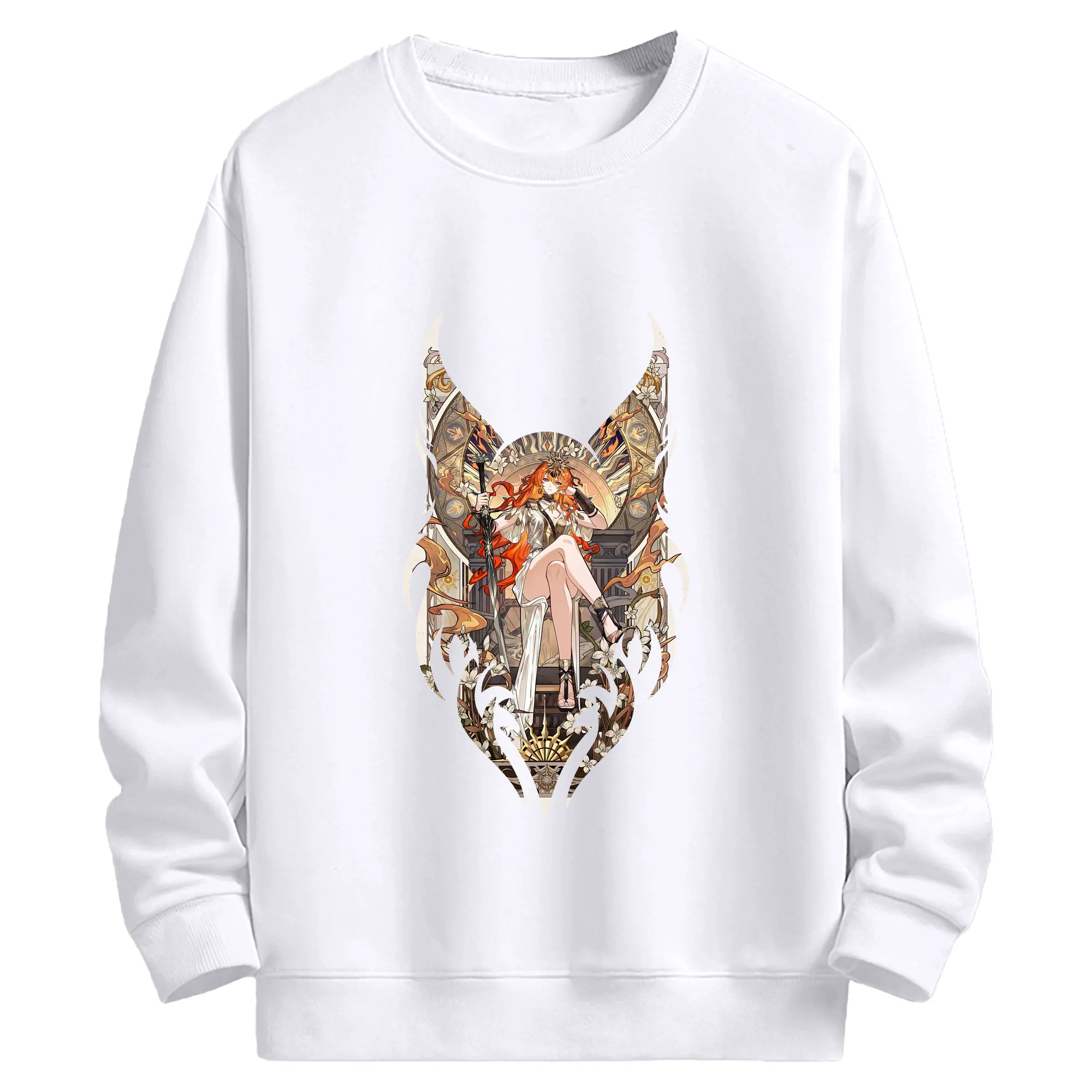 鳴潮 グッズ オーガスタ - 高品質 クルーネック スウェット ・ コットン59％ ポリエステル41％ ・ ユニセックス 長袖 トレーナー ・ カジュアル デイリー スポーツ 散歩用