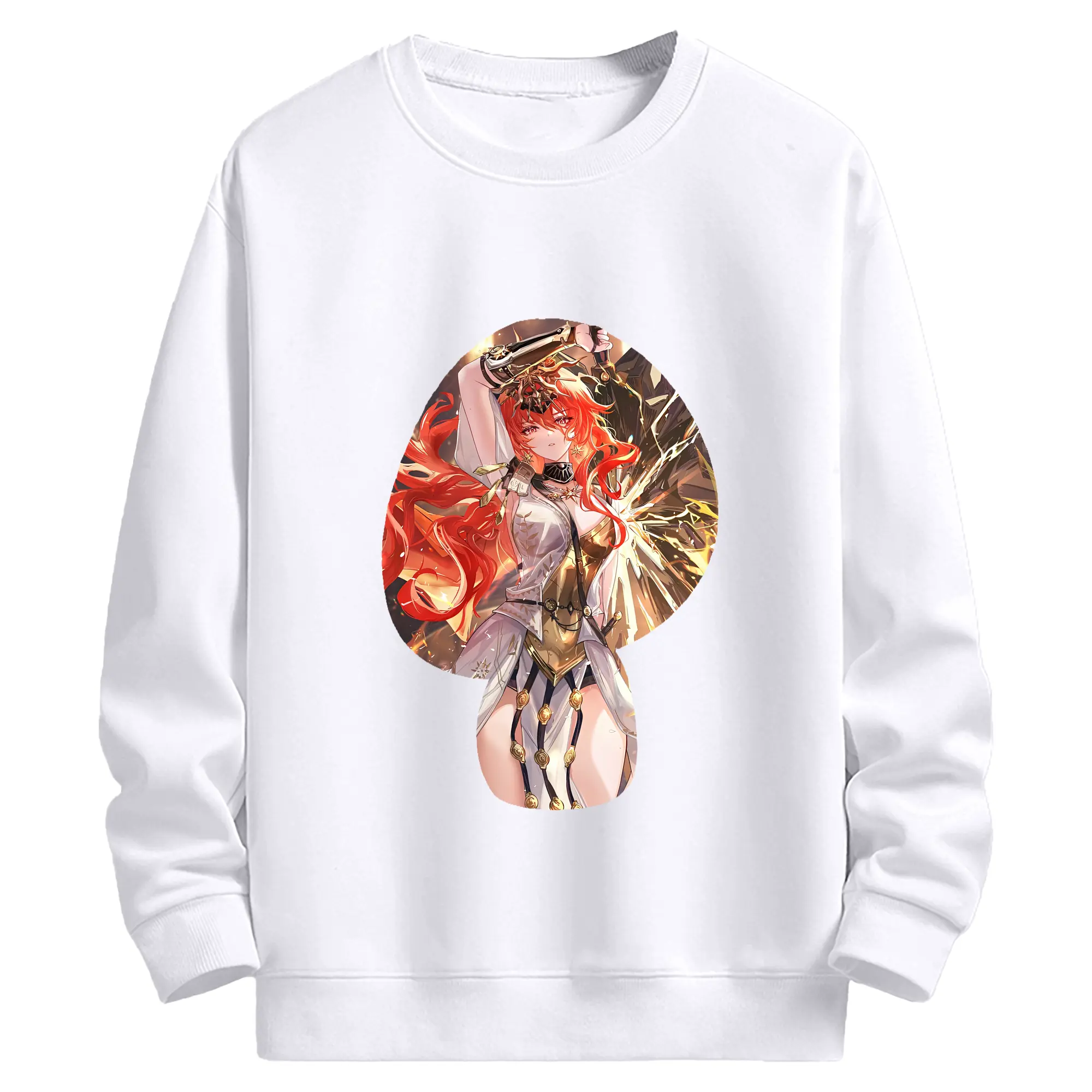 鳴潮 グッズ オーガスタ - 高品質 クルーネック スウェット ・ コットン59％ ポリエステル41％ ・ ユニセックス 長袖 トレーナー ・ カジュアル デイリー スポーツ 散歩用