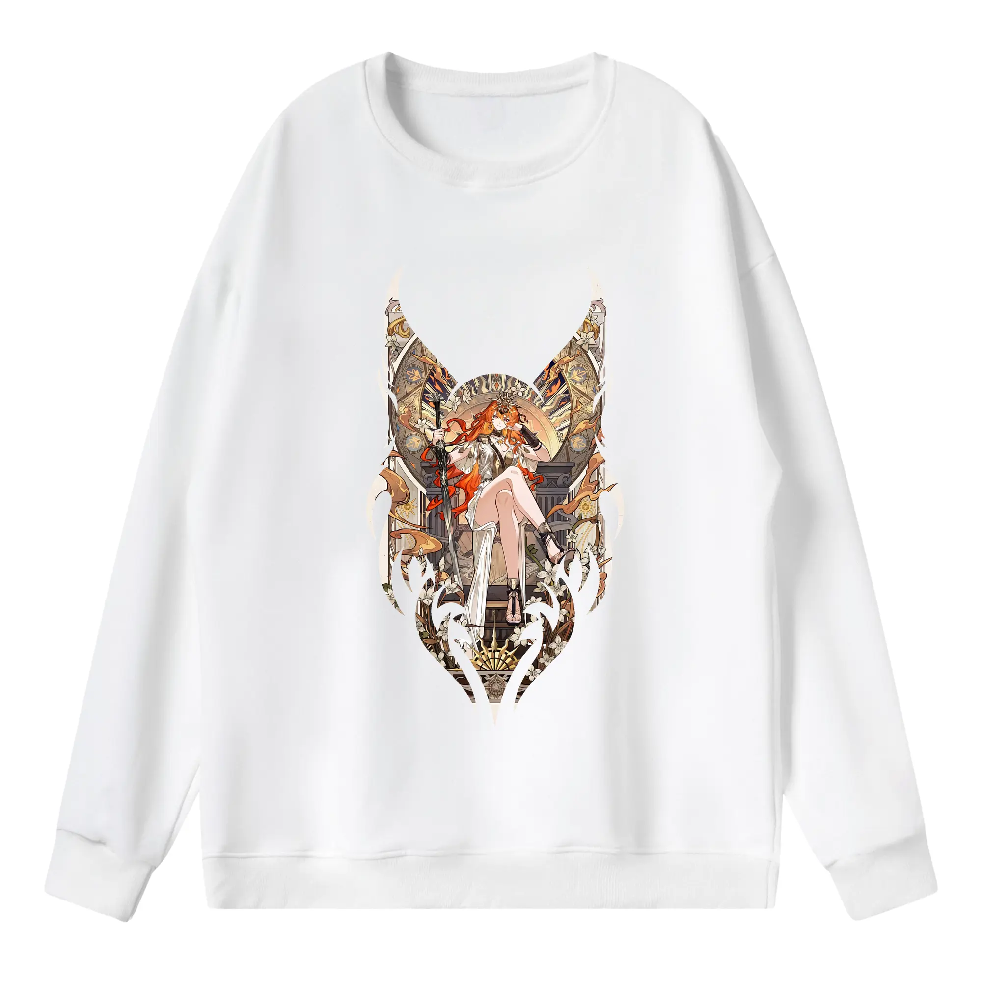 鳴潮 グッズ オーガスタ - 薄手 クルーネック スウェット 裏毛260g · ポリエステル 春秋向け カジュアル 男女兼用 · トレーナー デイリー スポーツ 散歩に最適