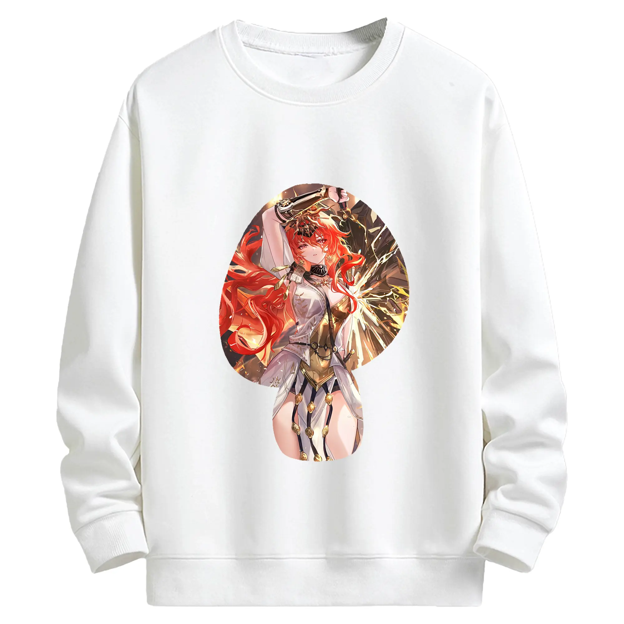 鳴潮 グッズ オーガスタ - キッズ クルーネックスウェットシャツ ・ フロントプリント ・ 綿80％ ポリエステル20％ ・ 快適 通学 スポーツ 日常使い お散歩用