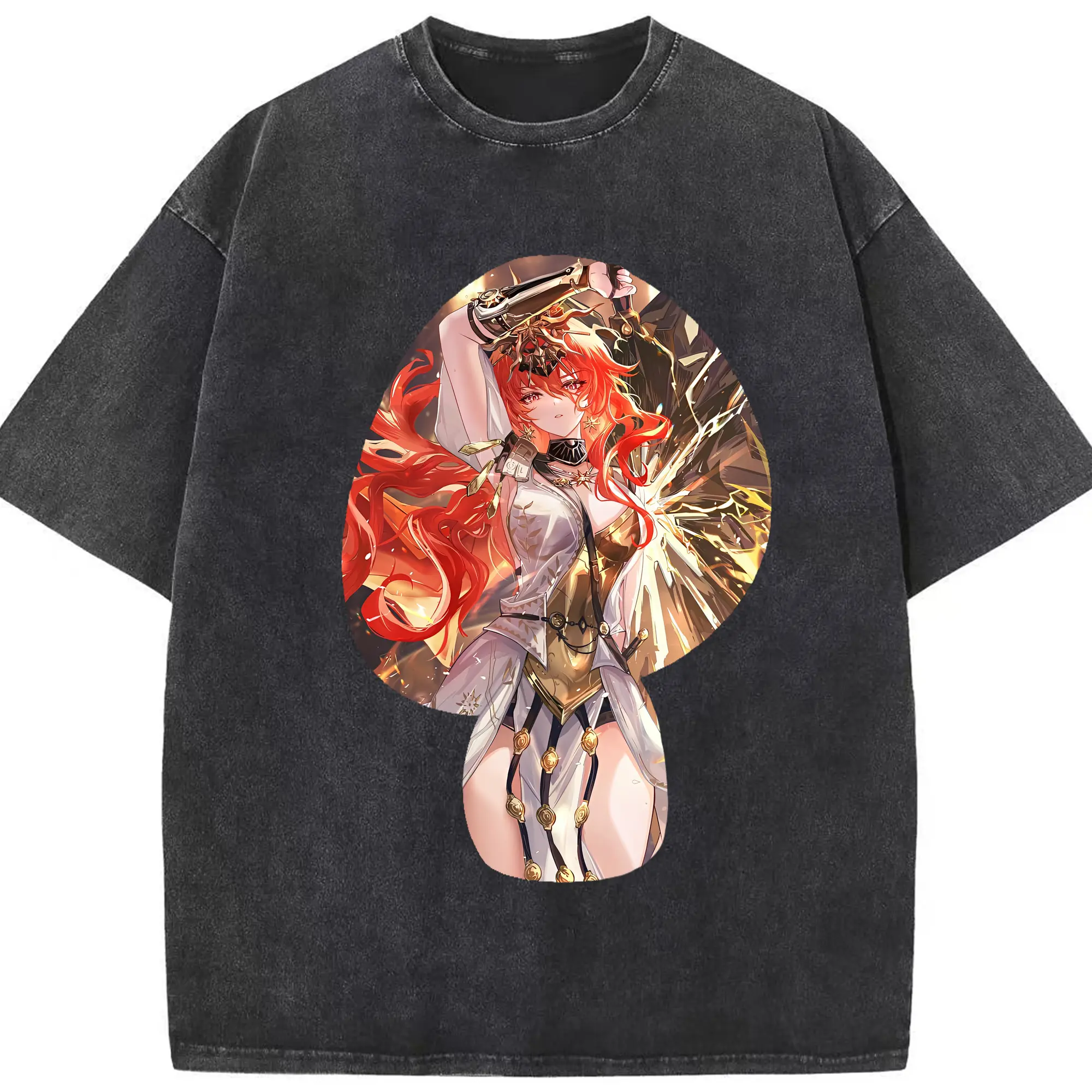 鳴潮 グッズ オーガスタ - 綿100％ ヴィンテージ風 半袖Tシャツ ・ フロントプリント ・ 柔らか肌触り ・ 通気性 快適 ・ スポーツ カジュアル 外出用