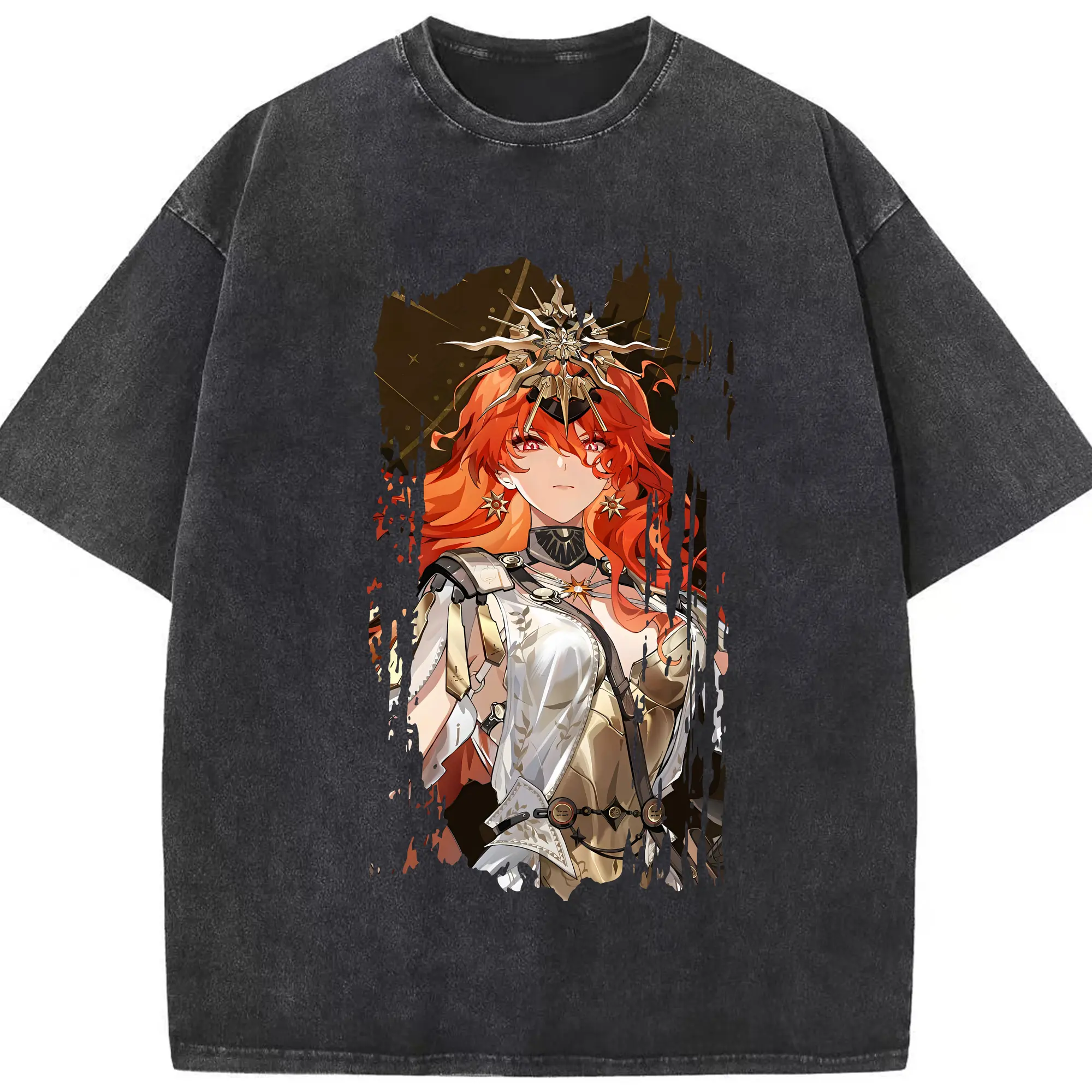 鳴潮 グッズ オーガスタ - 綿100％ ヴィンテージ風 半袖Tシャツ ・ フロントプリント ・ 柔らか肌触り ・ 通気性 快適 ・ スポーツ カジュアル 外出用