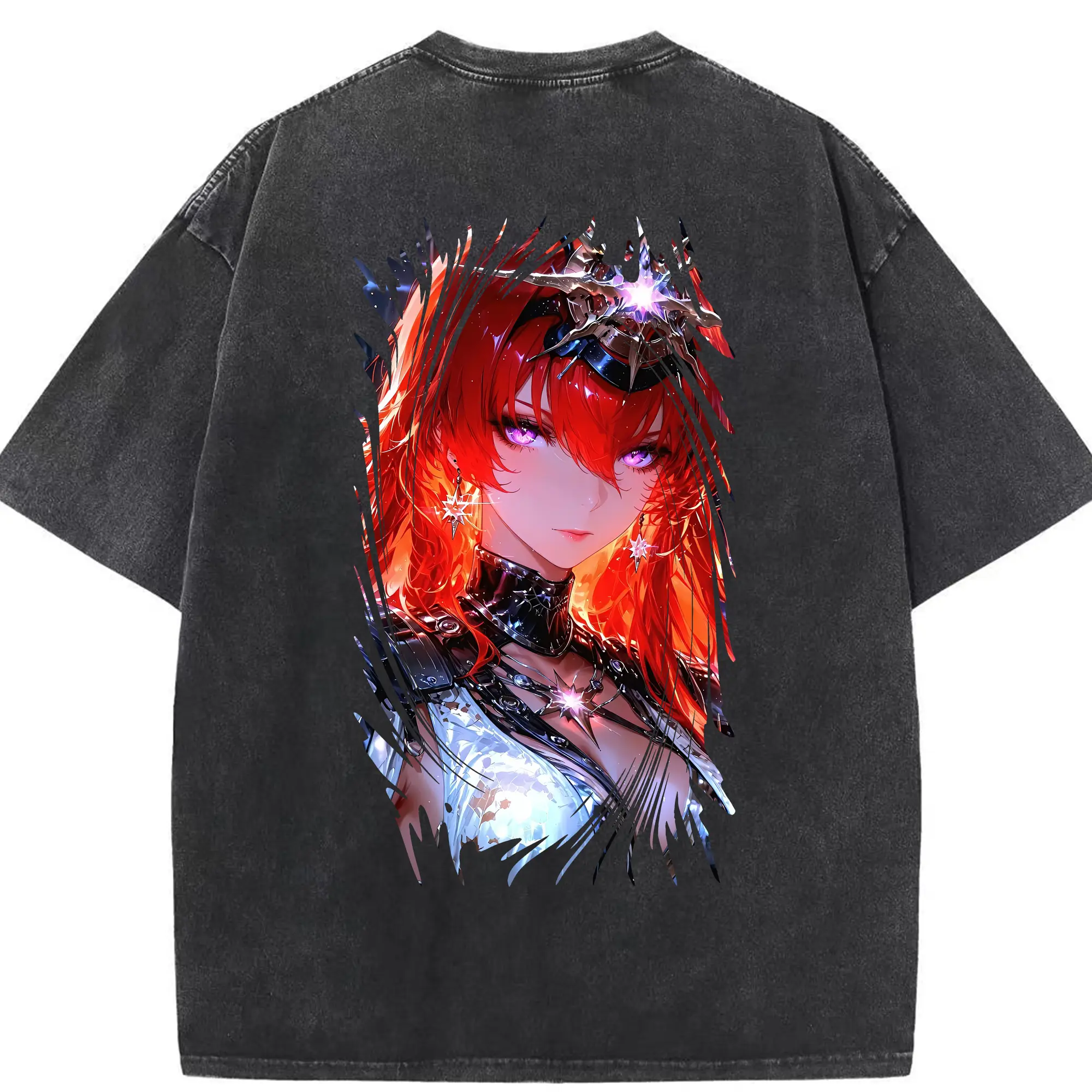 鳴潮 グッズ オーガスタ - 綿100％ ヴィンテージ風 半袖Tシャツ ・ 背面プリント ・ 柔らか肌触り ・ 通気性 快適 ・ スポーツ カジュアル 外出用