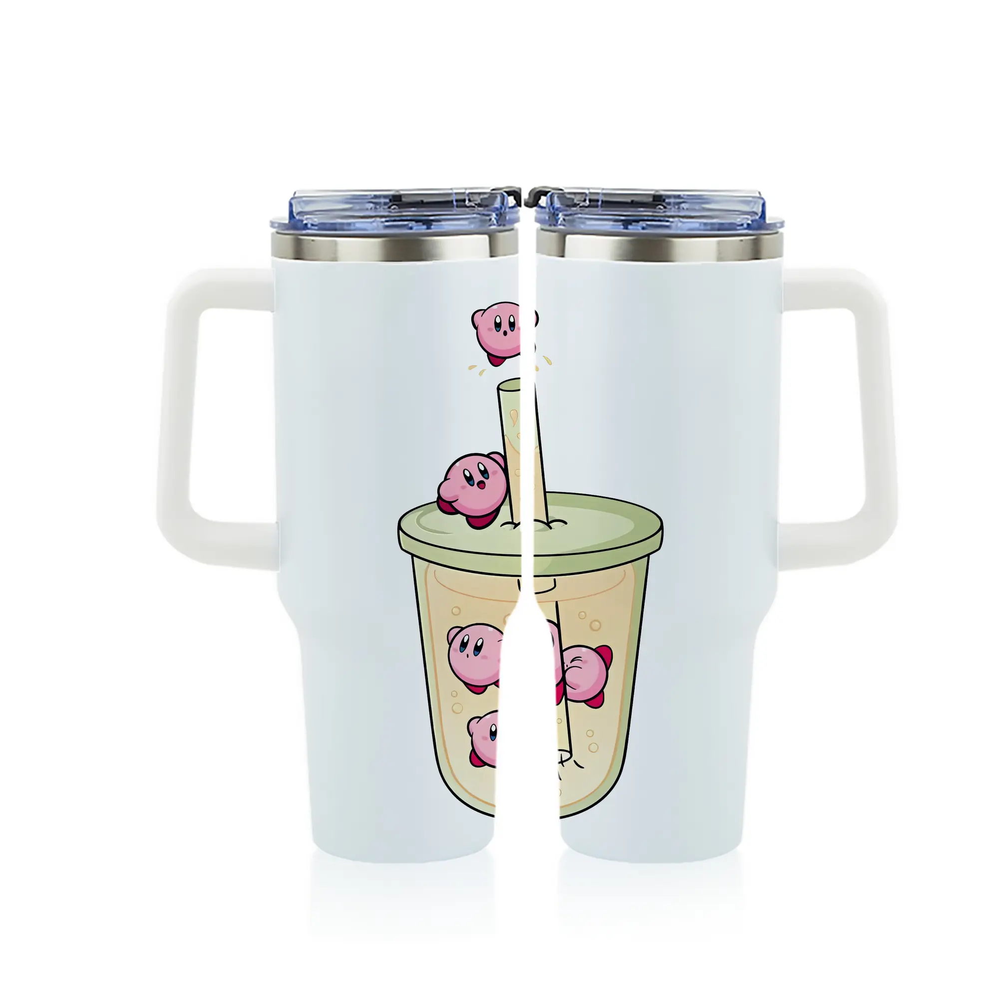 星のカービィ グッズ カービィ - 1200mL フルプリント車用タンブラー ・ 304ステンレス 内側 ・ 201ステンレス 外側 ・ 保温 保冷 ・ 通勤 ドライブ アウトドア用