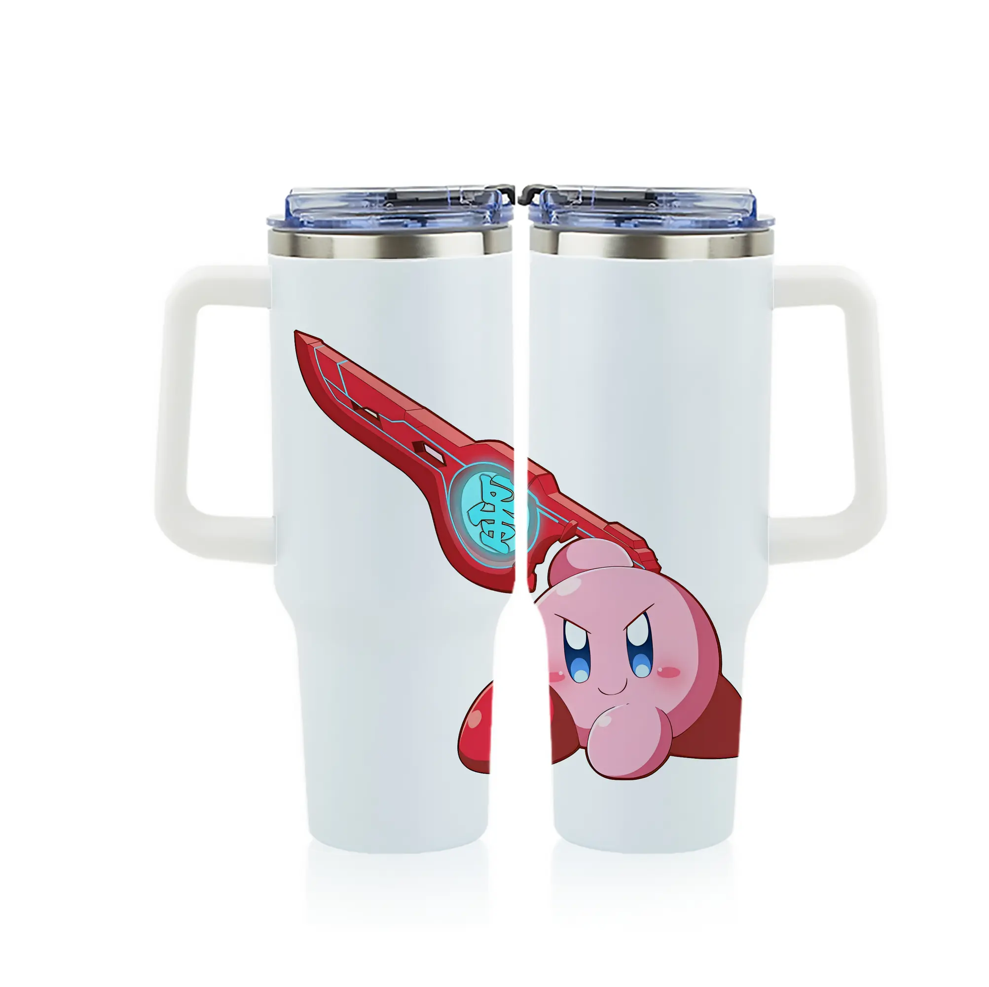 星のカービィ グッズ カービィ - 1200mL フルプリント車用タンブラー ・ 304ステンレス 内側 ・ 201ステンレス 外側 ・ 保温 保冷 ・ 通勤 ドライブ アウトドア用