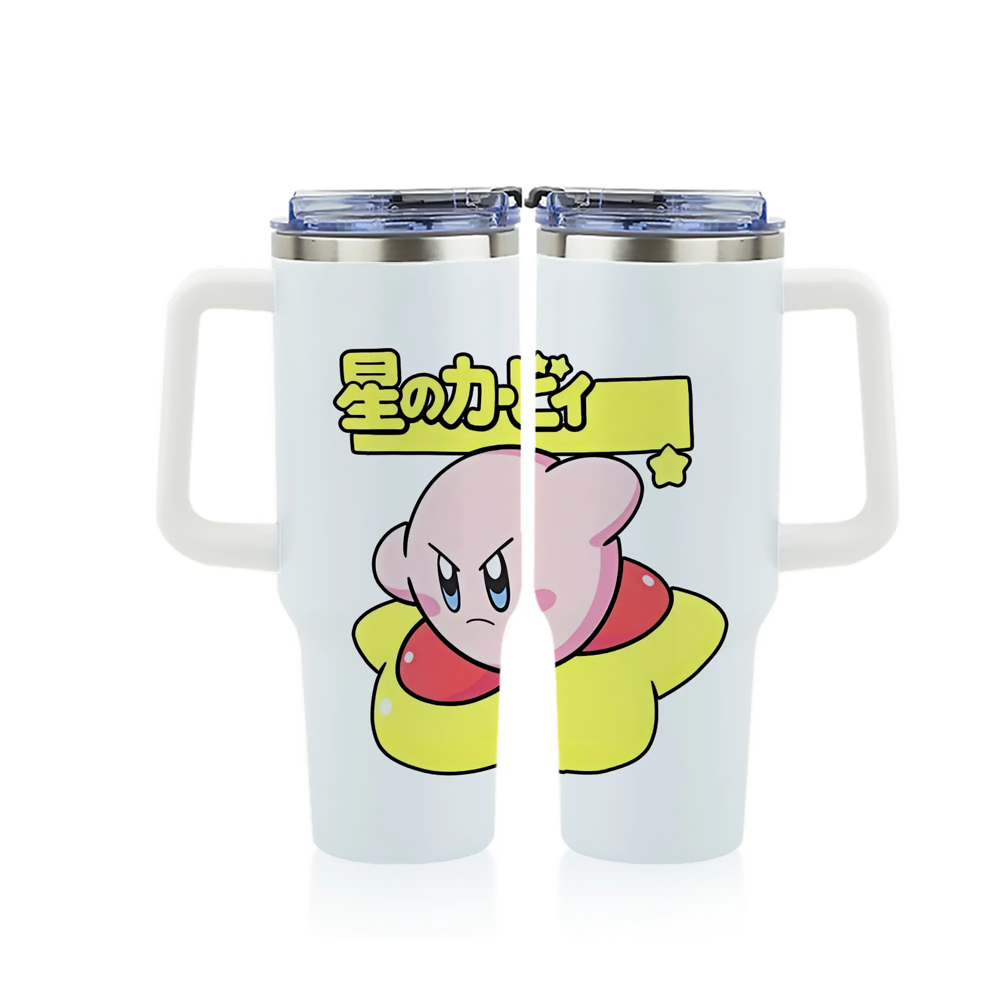 星のカービィ グッズ カービィ - 1200mL フルプリント車用タンブラー ・ 304ステンレス 内側 ・ 201ステンレス 外側 ・ 保温 保冷 ・ 通勤 ドライブ アウトドア用