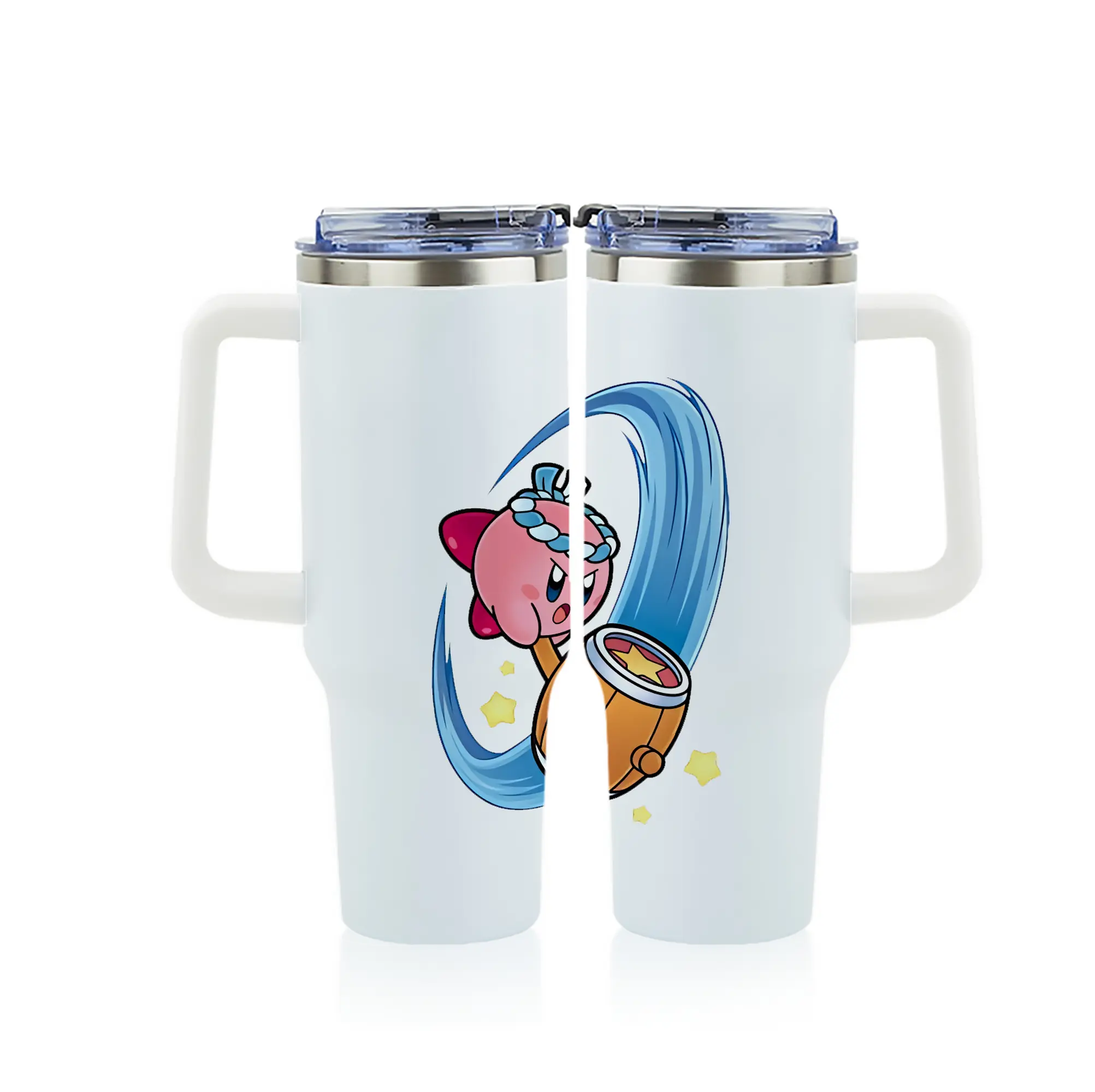 星のカービィ グッズ カービィ - 1200mL フルプリント車用タンブラー ・ 304ステンレス 内側 ・ 201ステンレス 外側 ・ 保温 保冷 ・ 通勤 ドライブ アウトドア用