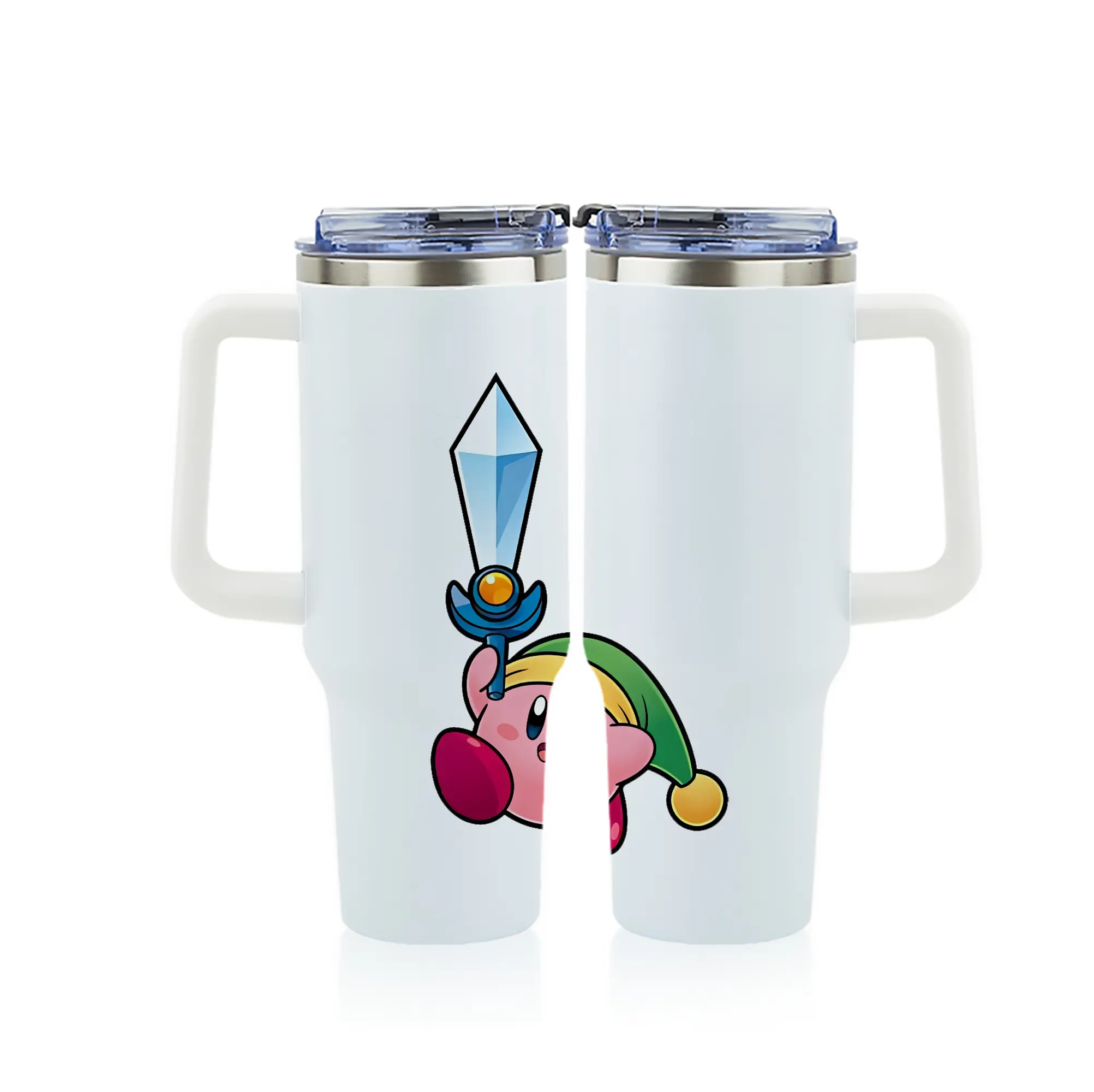 星のカービィ グッズ カービィ - 1200mL フルプリント車用タンブラー ・ 304ステンレス 内側 ・ 201ステンレス 外側 ・ 保温 保冷 ・ 通勤 ドライブ アウトドア用