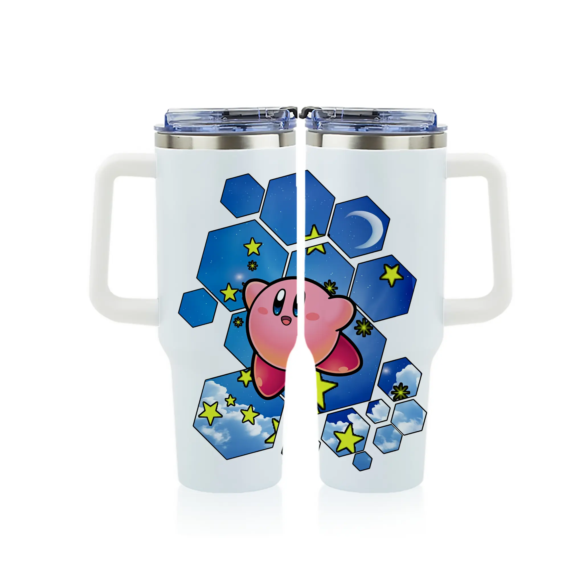 星のカービィ グッズ カービィ - 1200mL フルプリント車用タンブラー ・ 304ステンレス 内側 ・ 201ステンレス 外側 ・ 保温 保冷 ・ 通勤 ドライブ アウトドア用