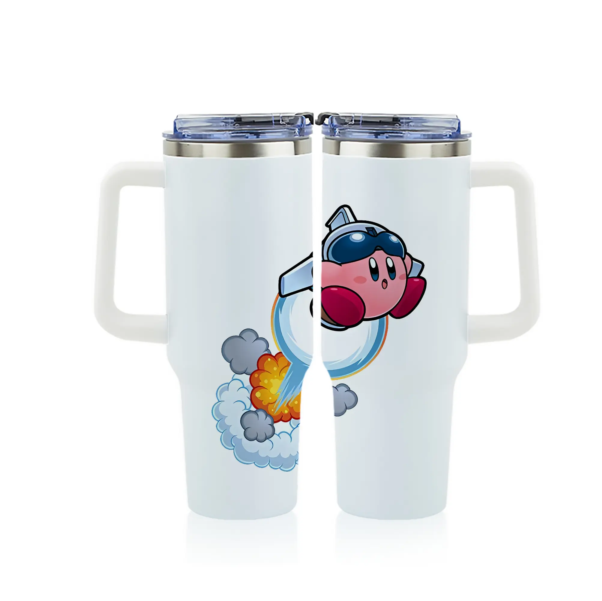 星のカービィ グッズ カービィ - 1200mL フルプリント車用タンブラー ・ 304ステンレス 内側 ・ 201ステンレス 外側 ・ 保温 保冷 ・ 通勤 ドライブ アウトドア用