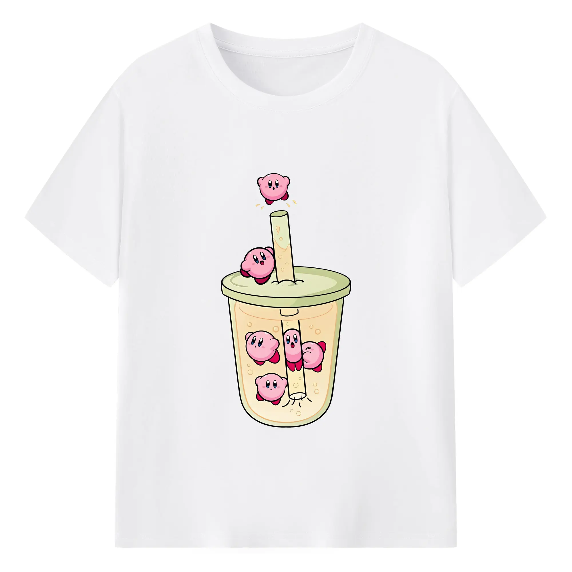 星のカービィ グッズ カービィ - 綿100％ 半袖Tシャツ ・ フロントプリント ・ 快適 通気性 ・ 日常使い 散歩 スポーツ用