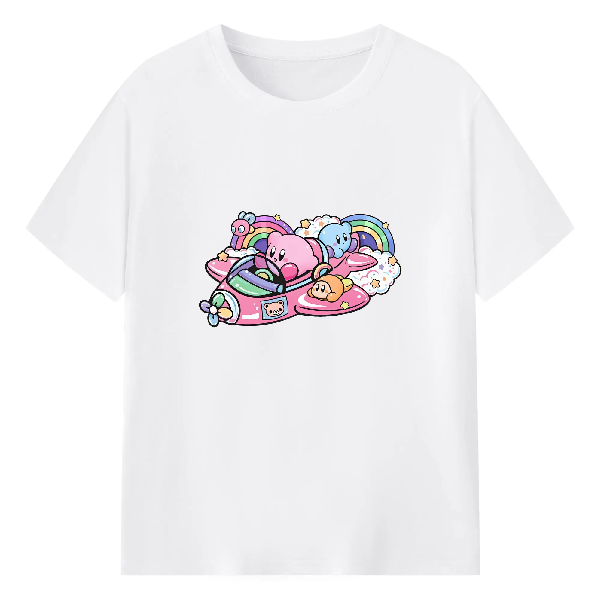 星のカービィ グッズ カービィ - 綿100％ 半袖Tシャツ ・ フロントプリント ・ 快適 通気性 ・ 日常使い 散歩 スポーツ用