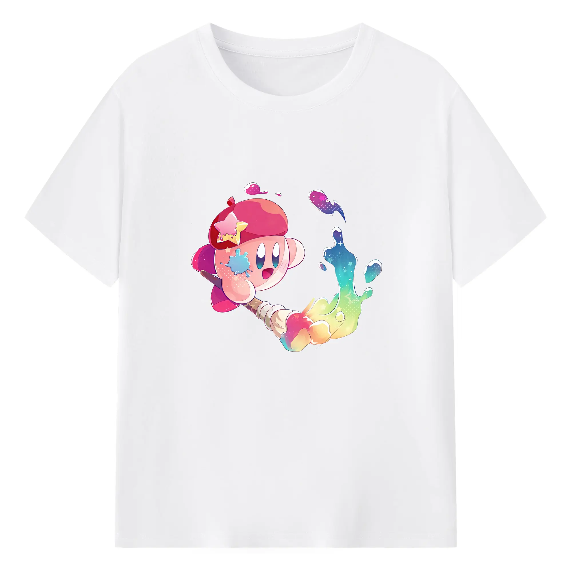 星のカービィ グッズ カービィ - 綿100％ 半袖Tシャツ ・ フロントプリント ・ 快適 通気性 ・ 日常使い 散歩 スポーツ用