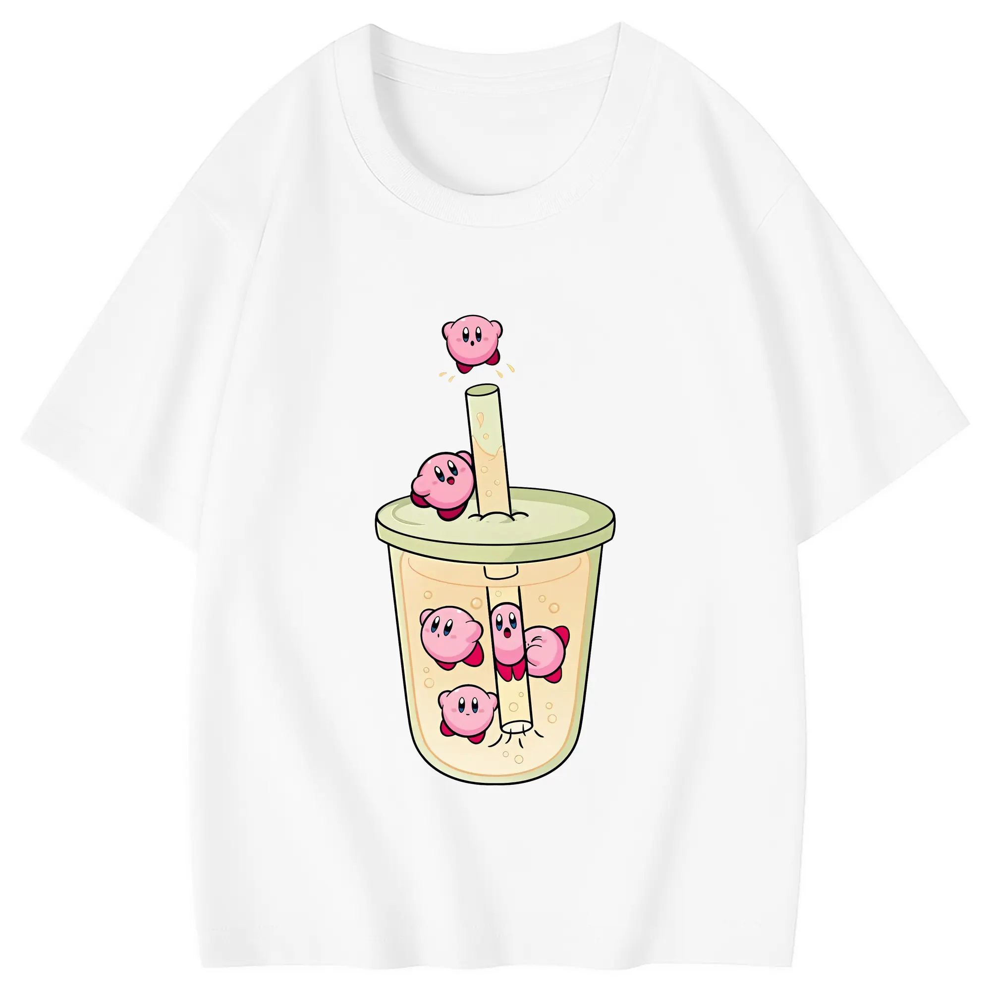 星のカービィ グッズ カービィ - 綿100％ キッズTシャツ ・ フロントプリント ・ 快適 通気性 ・ スポーツ カジュアル 散歩用